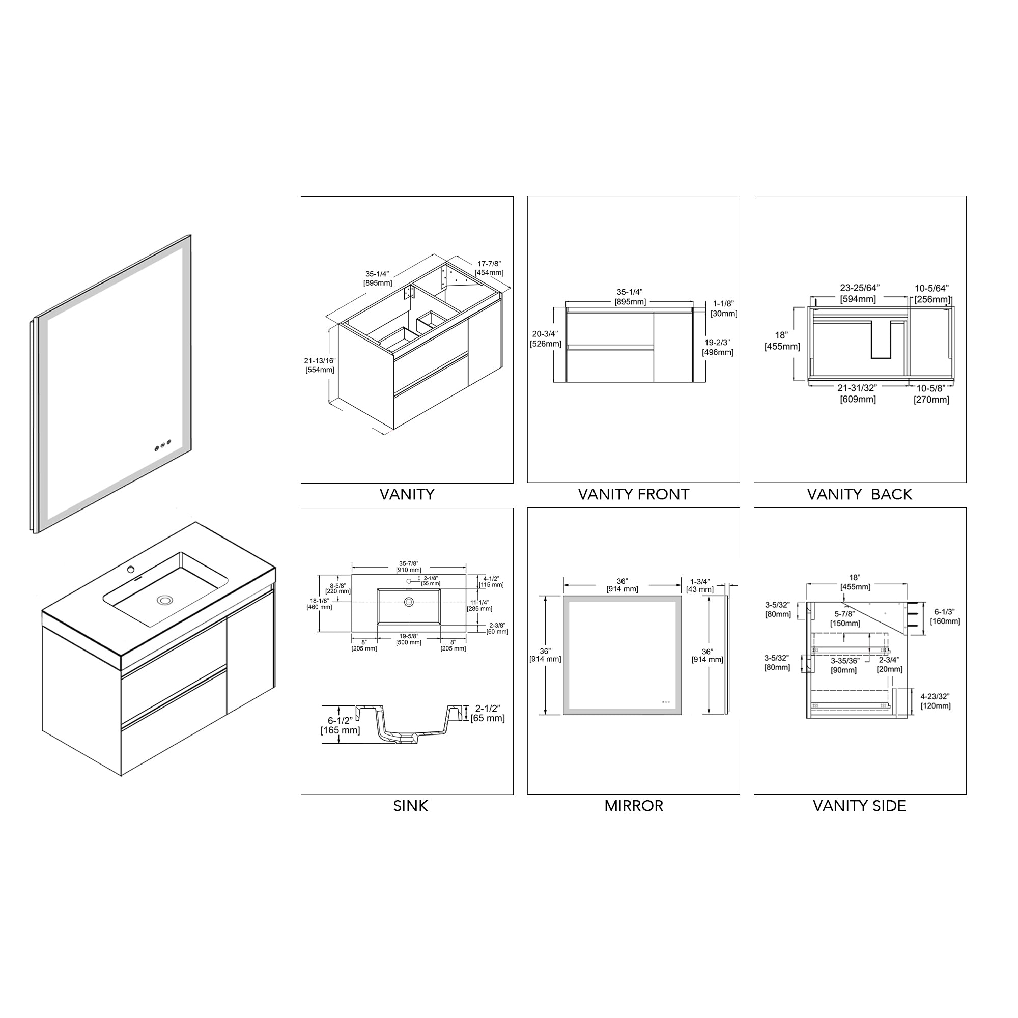 Berlin – 36 Inch Vanity – Glossy White & Glossy Grey - Shop at Home Craft Studio - 6