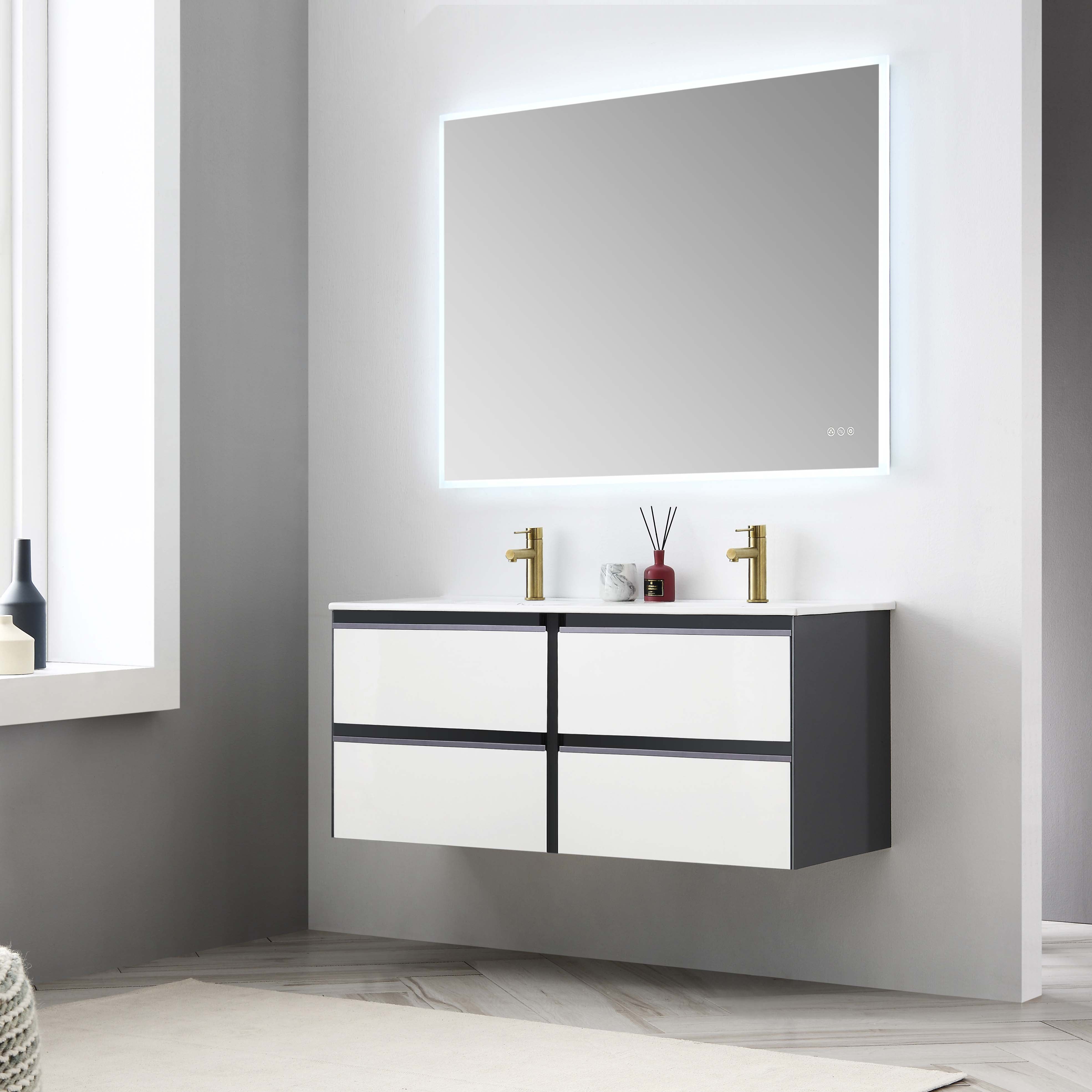 Berlin – 48 Inch Vanity – Glossy White & Glossy Grey - Shop at Home Craft Studio - 2