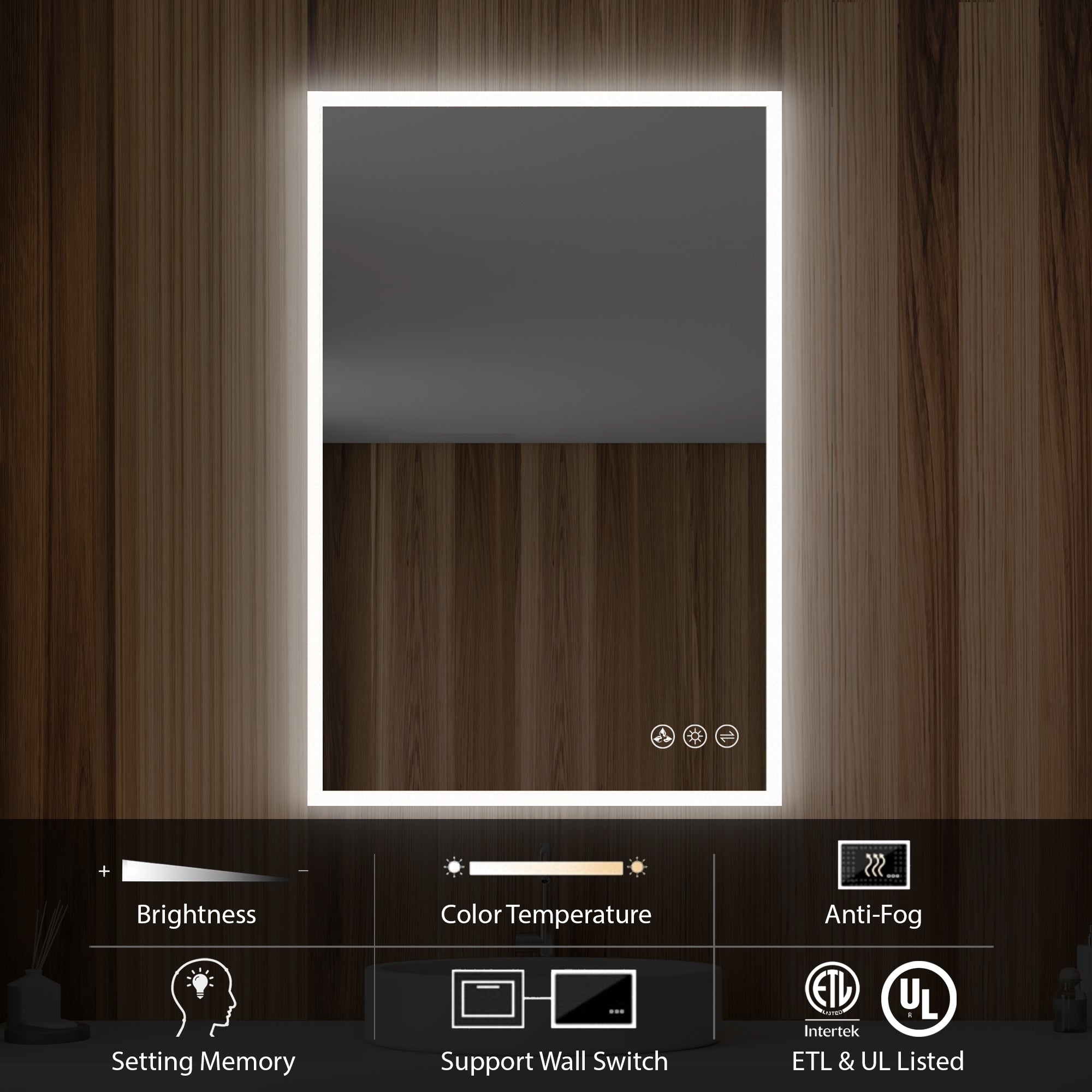 Beta 24″x36″ LED Mirror with Frosted Sides - Shop at Home Craft Studio - 3