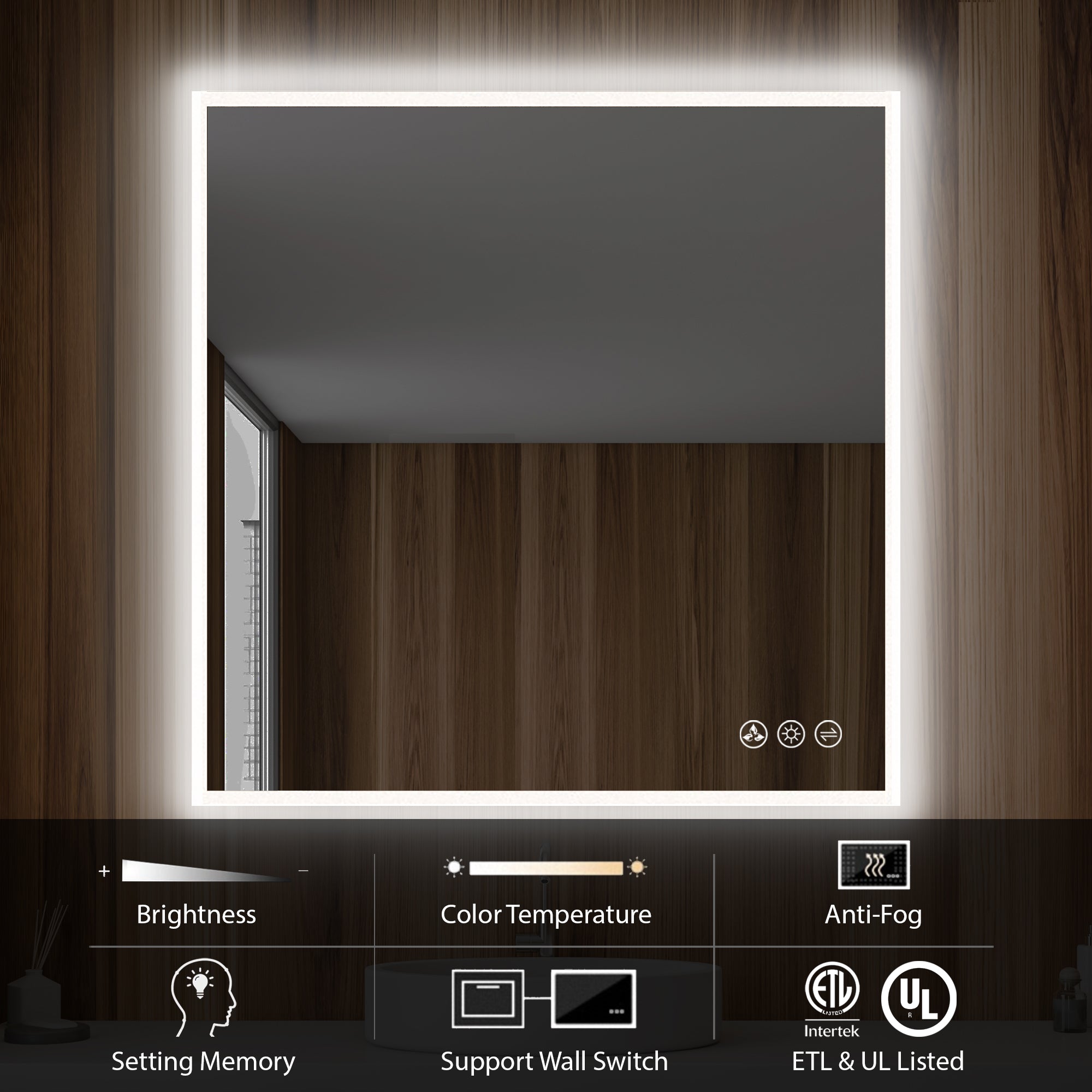 Beta 36″x36″ LED Mirror with Frosted Sides - Shop at Home Craft Studio - 3