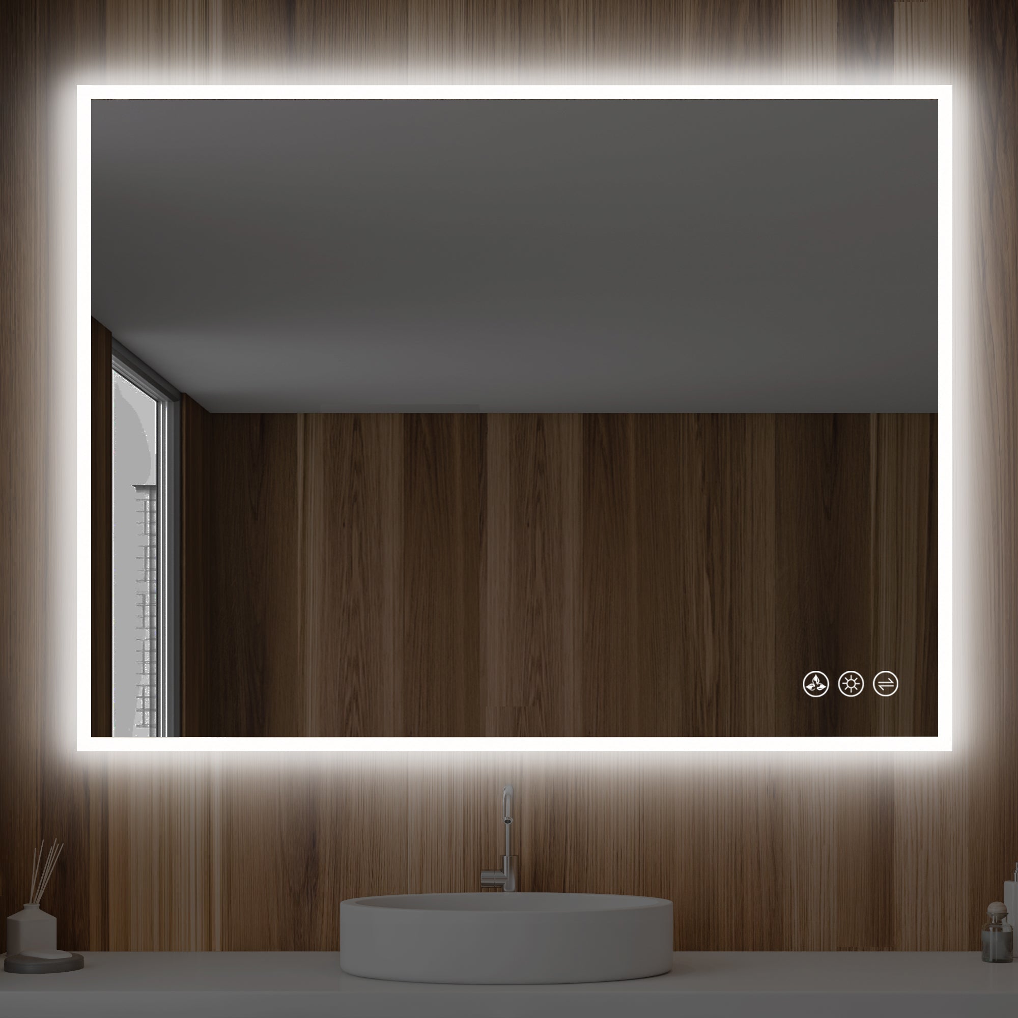 Beta 48″x30″ LED Mirror with Frosted Sides - Shop at Home Craft Studio - 6