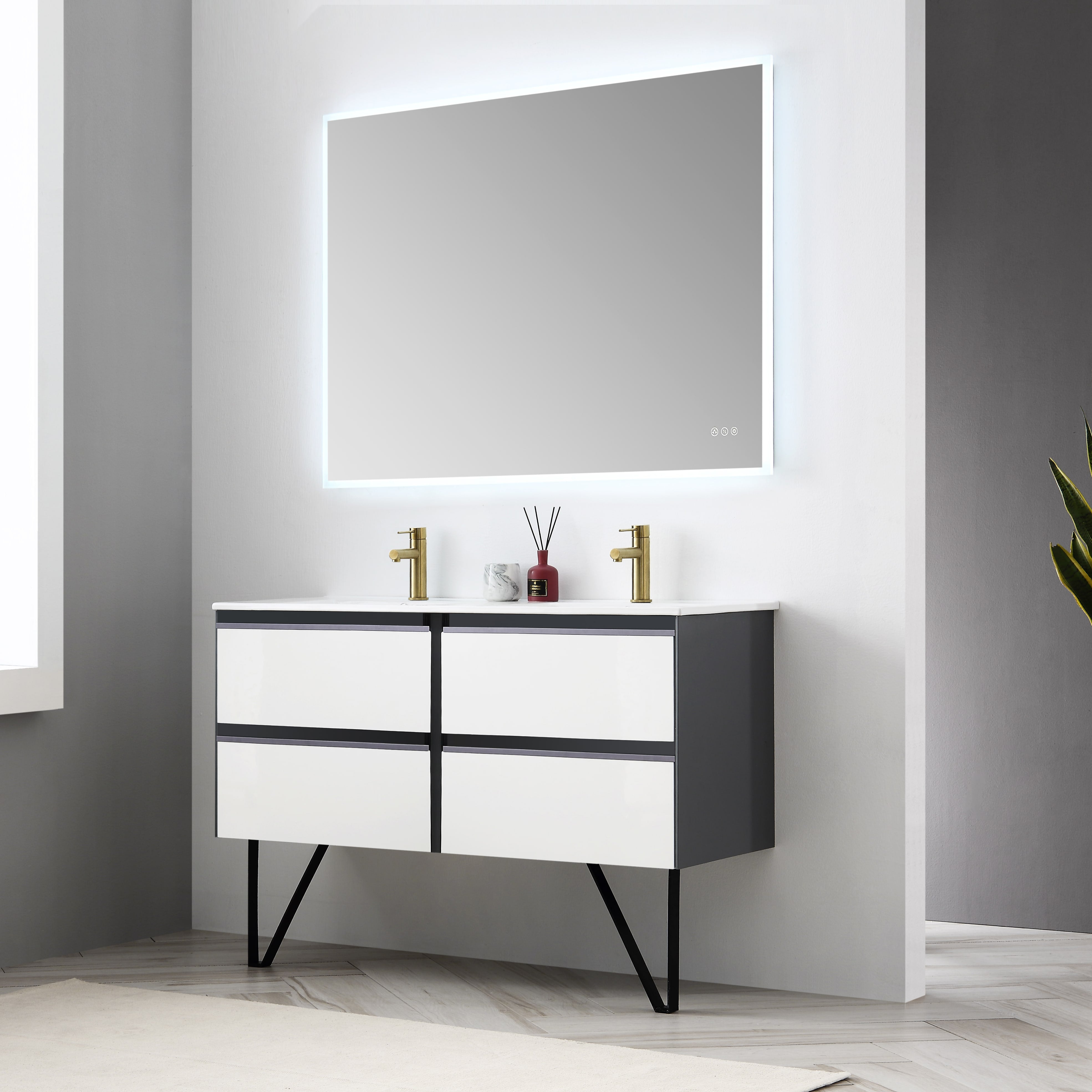 Beta 48″x30″ LED Mirror with Frosted Sides - Shop at Home Craft Studio - 12