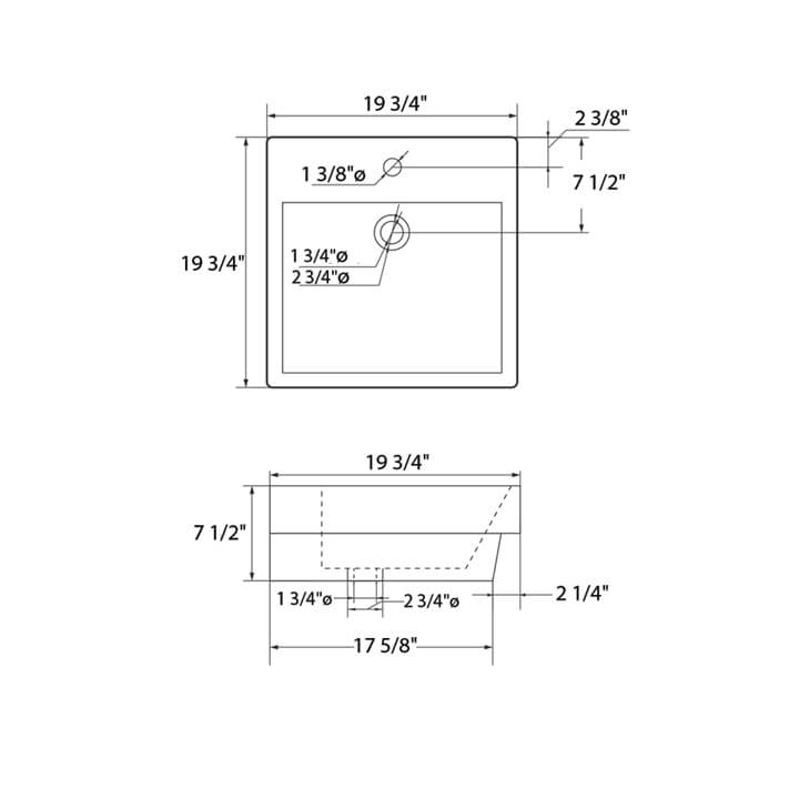 Ceramic Basin 20″ X 20″ Top-Mount Square – C04 2020 - Shop at Home Craft Studio - 2