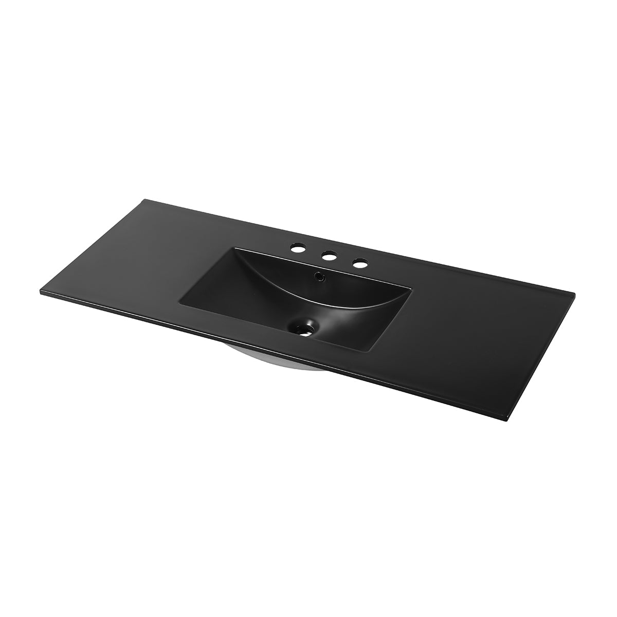 Ceramic Basin 48″ X 18″ Top-Mount Rectangular Single Three holes – 8″ Spread – Matte Black – C04 4818 STH MB - Shop at Home Craft Studio - 1