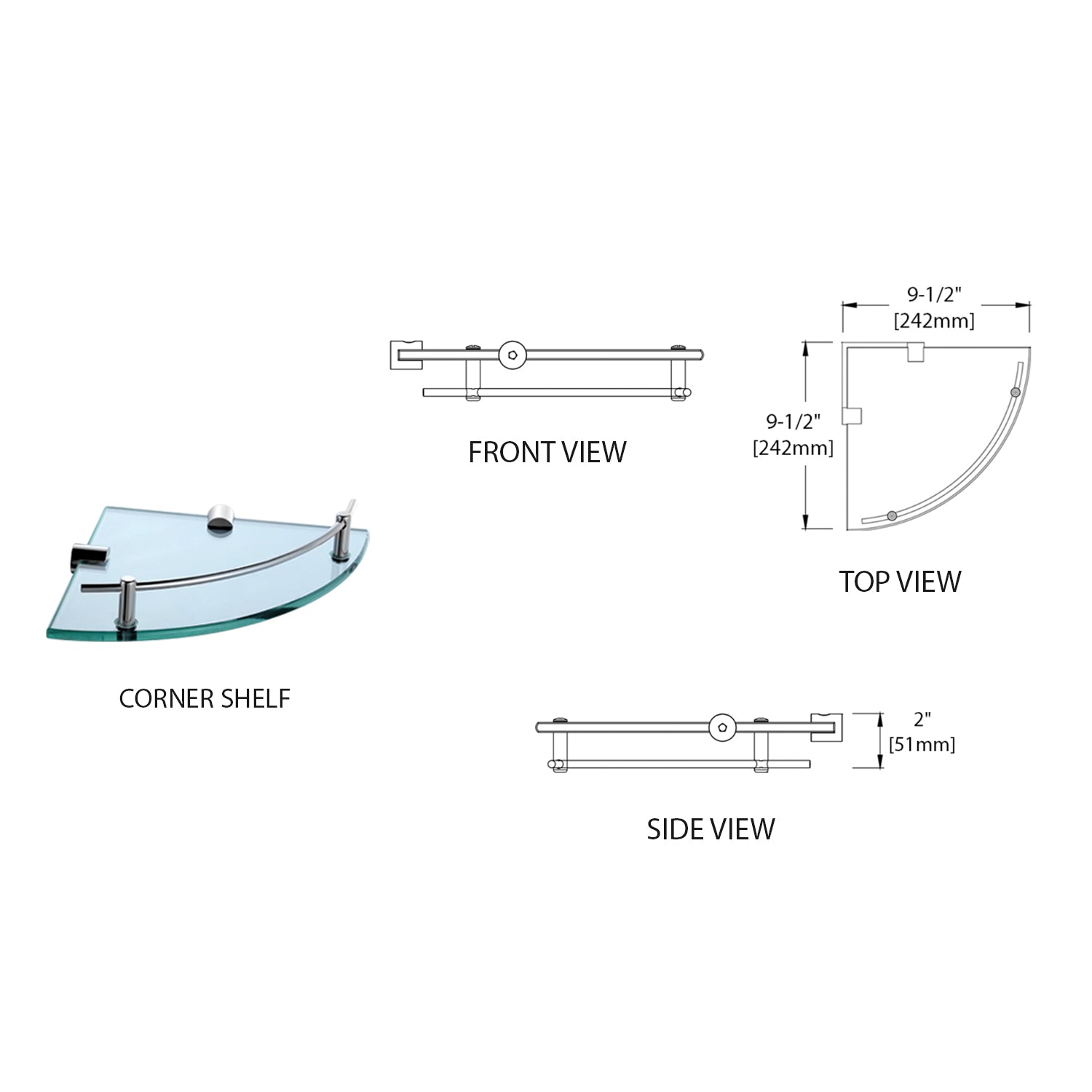 Corner Shelf – Chrome – BA02 510 01 - Shop at Home Craft Studio - 4