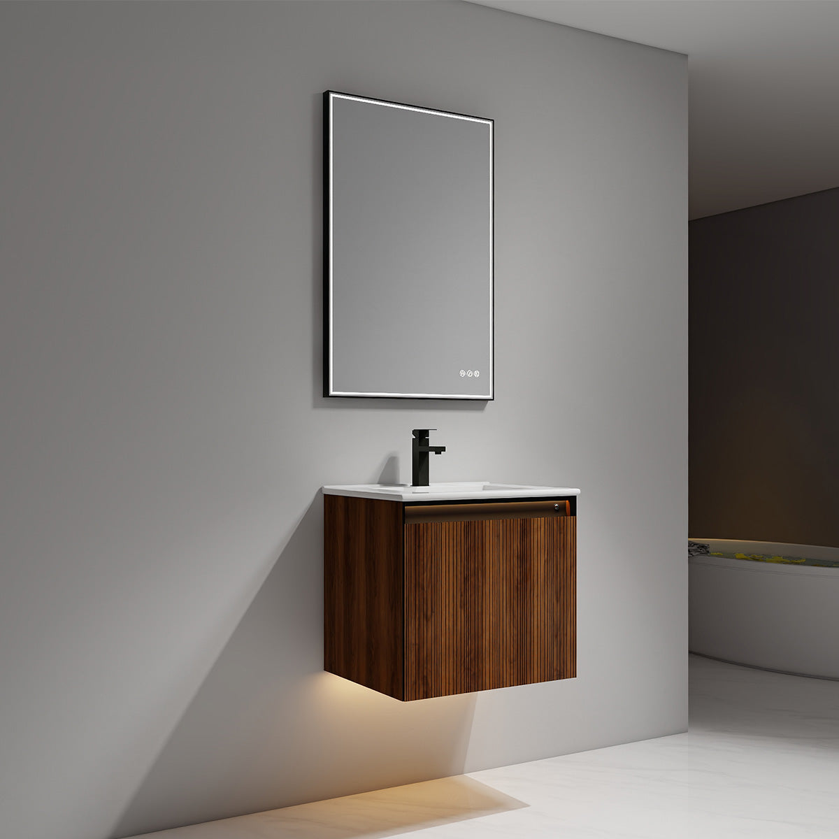 Lille – 24 Inch Vanity – Brown Walnut Strip - Shop at Home Craft Studio - 5