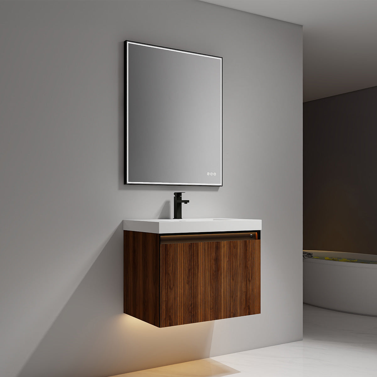 Lille – 30 Inch Vanity – Brown Walnut Strip - Shop at Home Craft Studio - 5