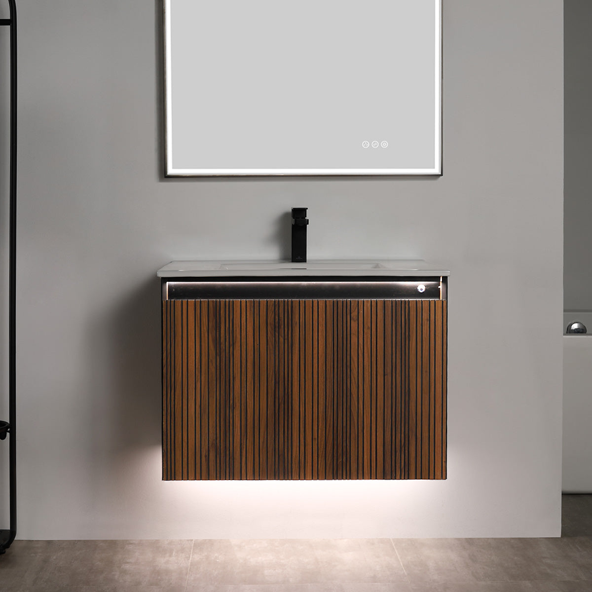 Lille – 30 Inch Vanity – Brown Walnut Strip - Shop at Home Craft Studio - 7