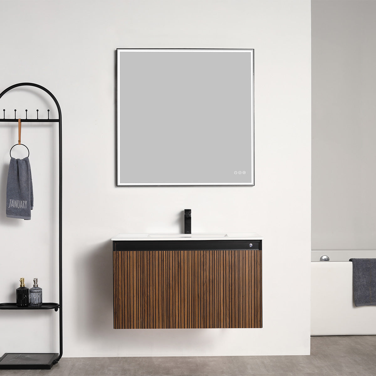 Lille – 36 Inch Vanity – Brown Walnut Strip - Shop at Home Craft Studio - 3