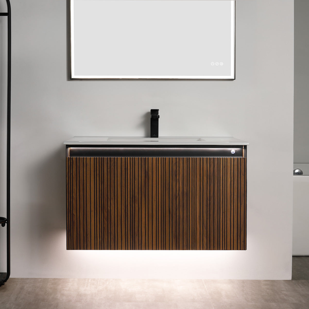 Lille – 36 Inch Vanity – Brown Walnut Strip - Shop at Home Craft Studio - 5