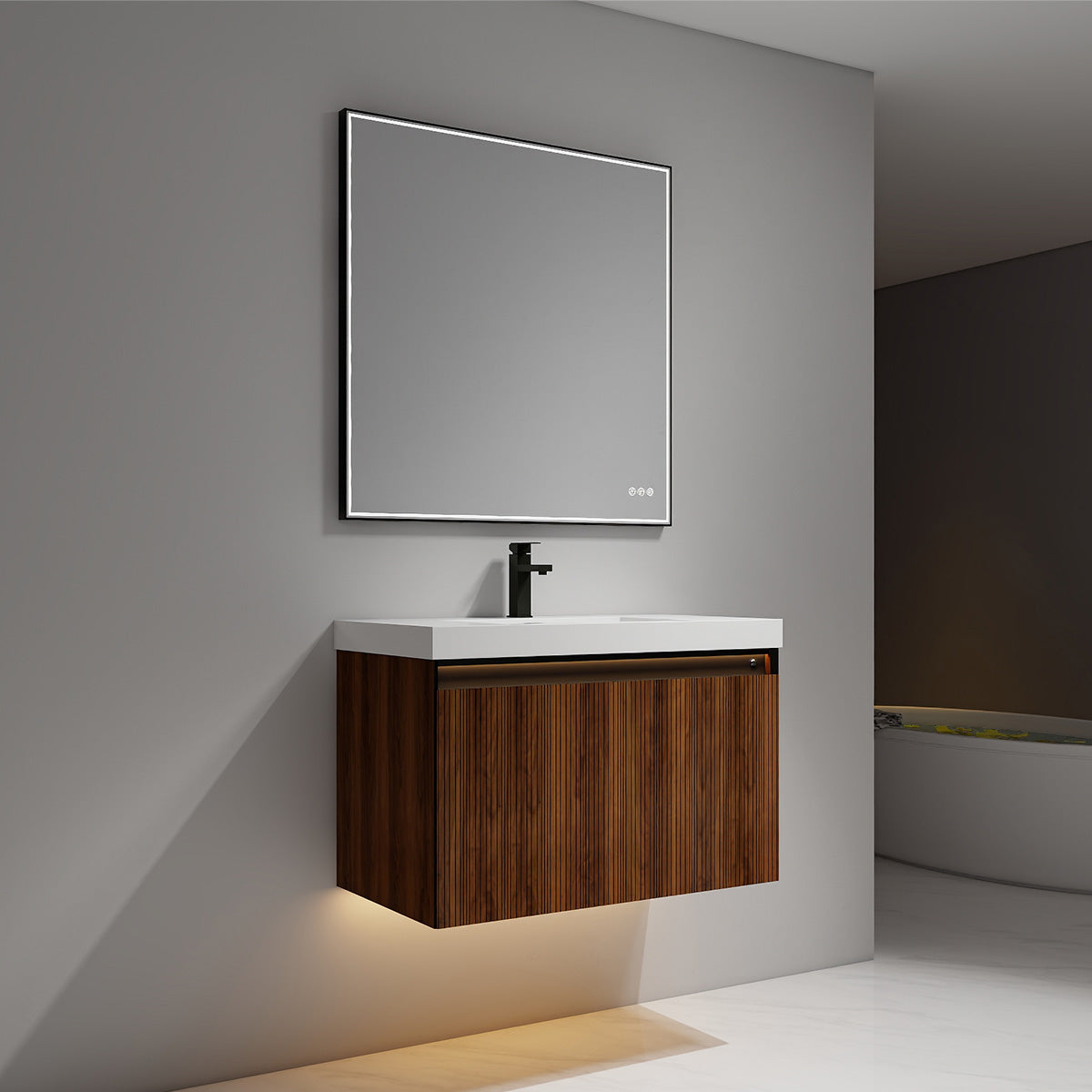 Lille – 36 Inch Vanity – Brown Walnut Strip - Shop at Home Craft Studio - 6
