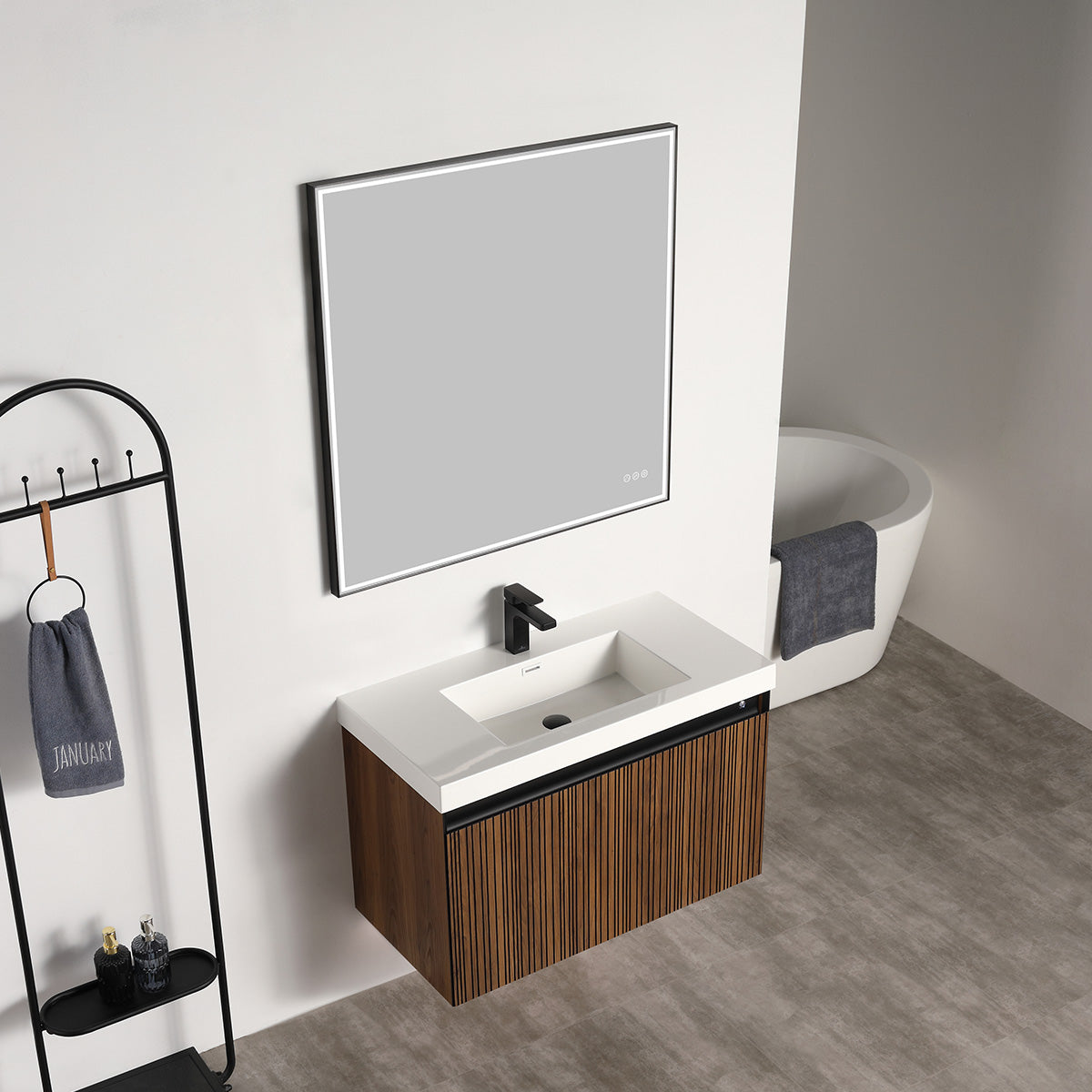 Lille – 36 Inch Vanity – Brown Walnut Strip - Shop at Home Craft Studio - 11