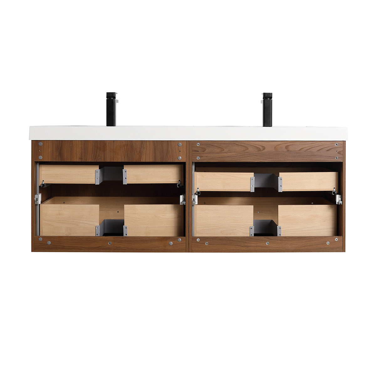 Lille – 60 Inch Double Vanity – Brown Walnut Strip - Shop at Home Craft Studio - 10