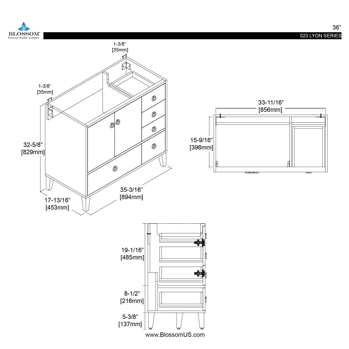 Lyon 36 Inch Vanity - Shop at Home Craft Studio - 6