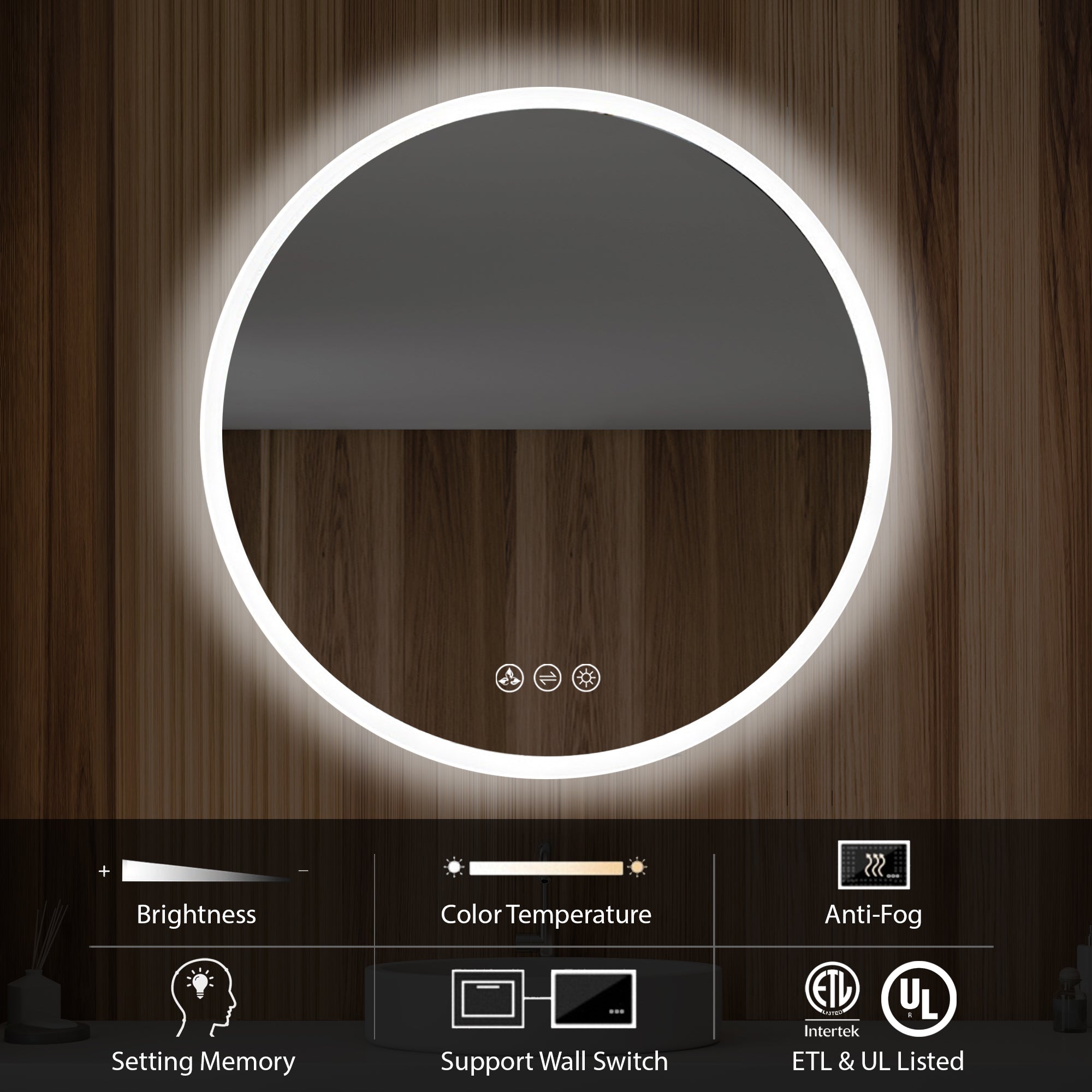 Orion 32″ Round LED Mirror with Frosted Side - Shop at Home Craft Studio - 3