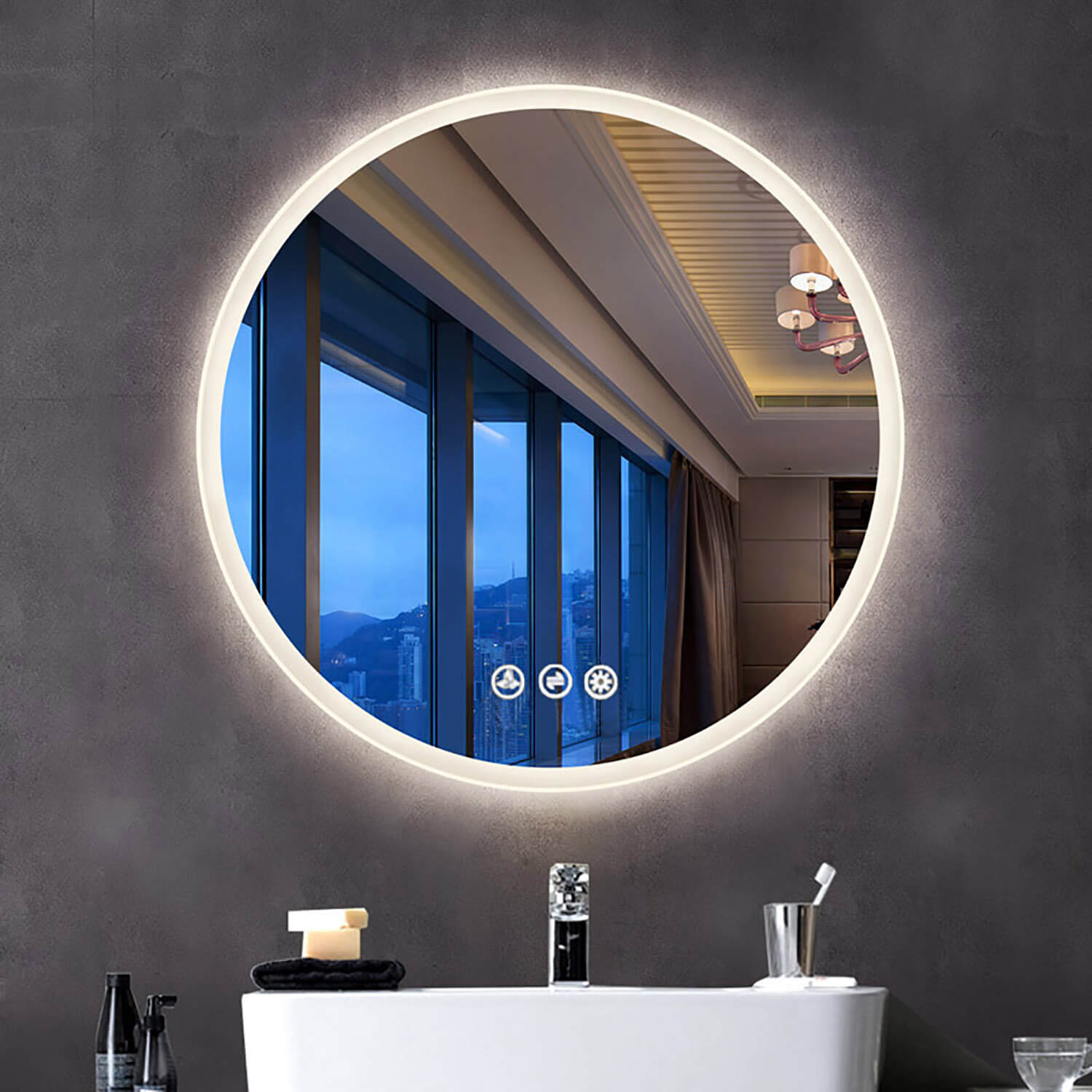 Orion 32″ Round LED Mirror with Frosted Side - Shop at Home Craft Studio - 16