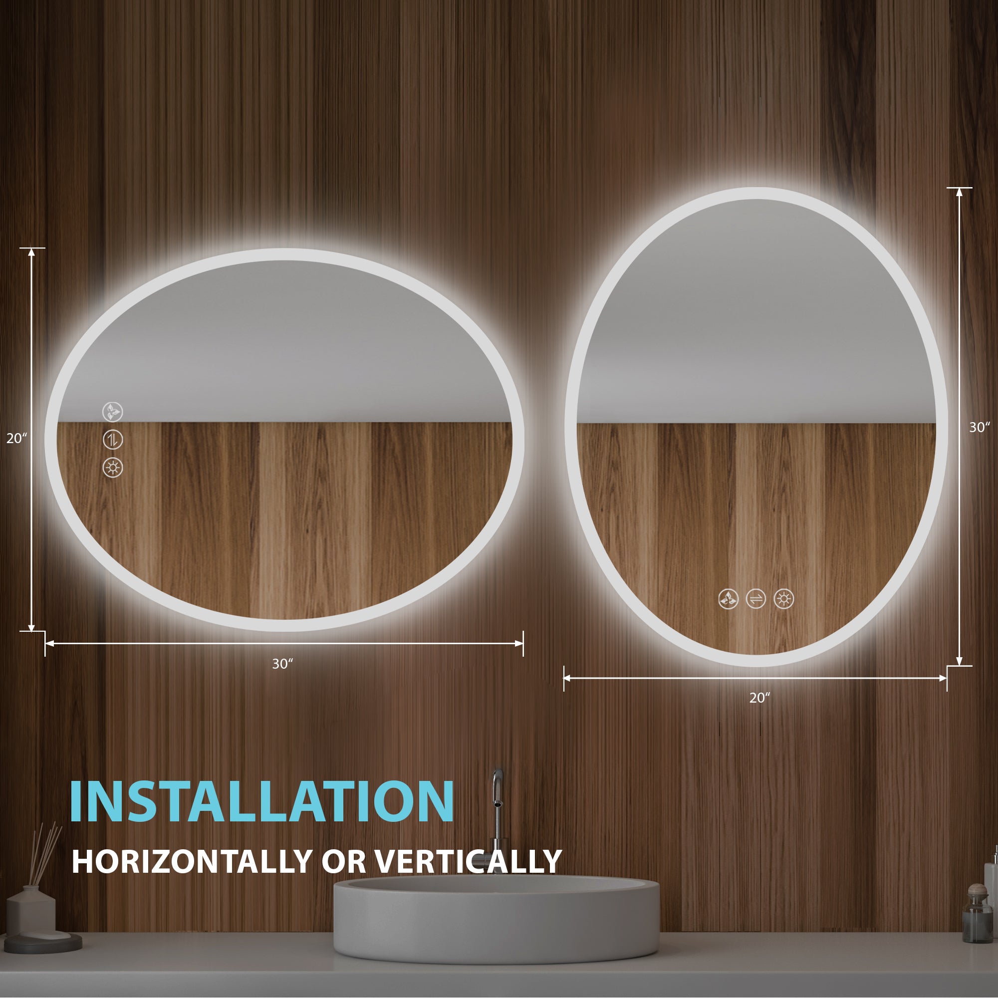 Oval 20 Inch Oval LED Mirror - Shop at Home Craft Studio - 4