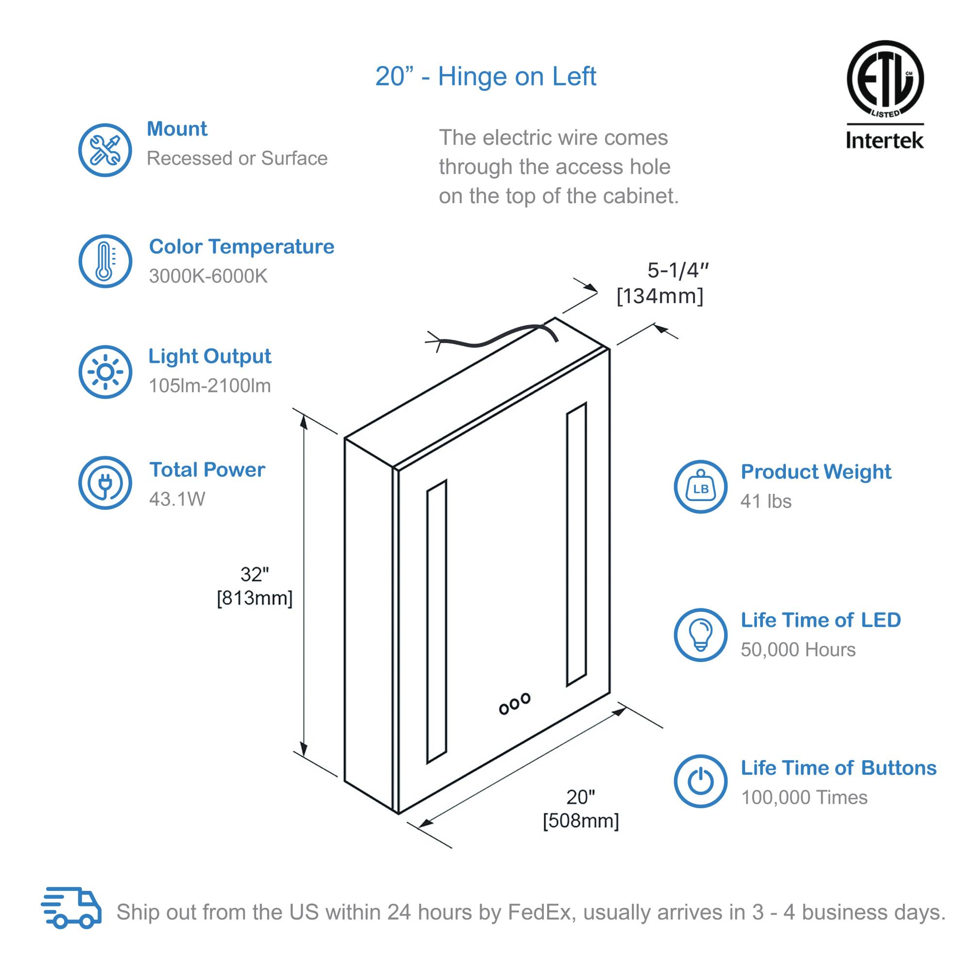Pillar – 20 Inches LED Medicine Cabinet - Shop at Home Craft Studio - 4