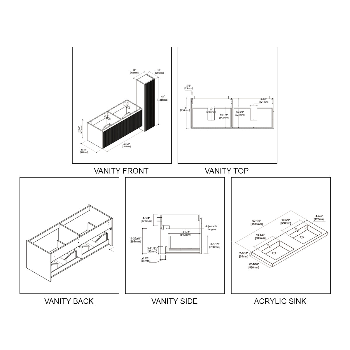 Positano 60″ Double Vanity - Shop at Home Craft Studio - 9