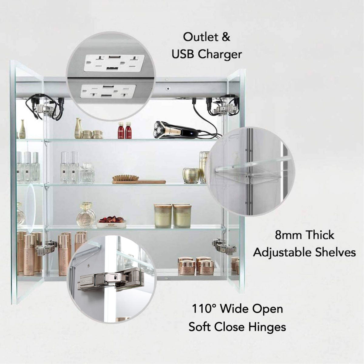 Sirius – 30 Inches LED Medicine Cabinet with Clock - Shop at Home Craft Studio - 2
