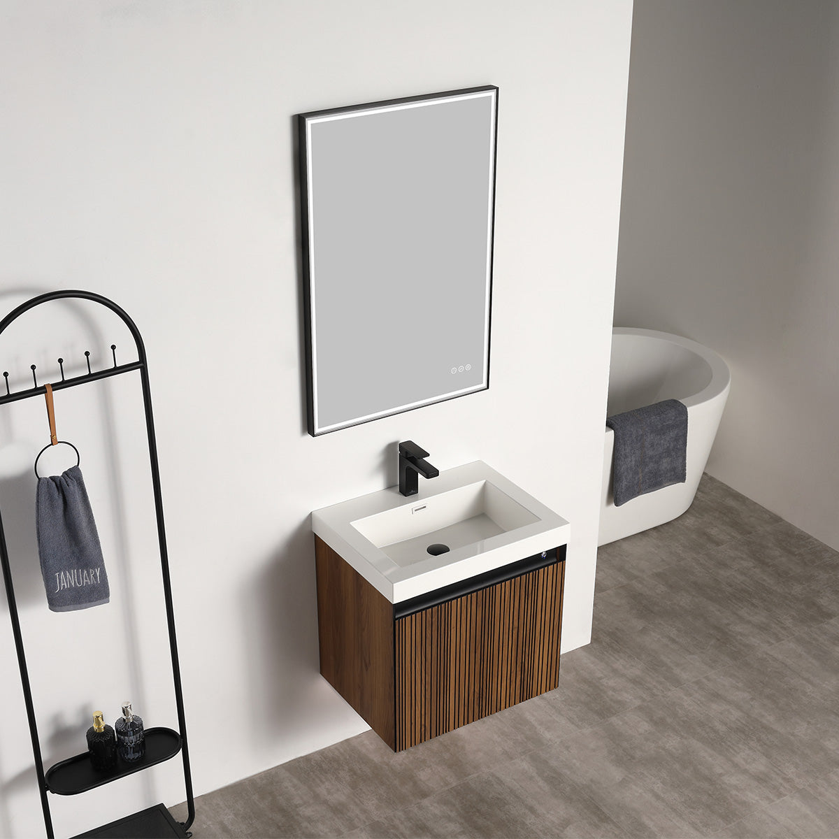 Lille – 24 Inch Vanity – Brown Walnut Strip