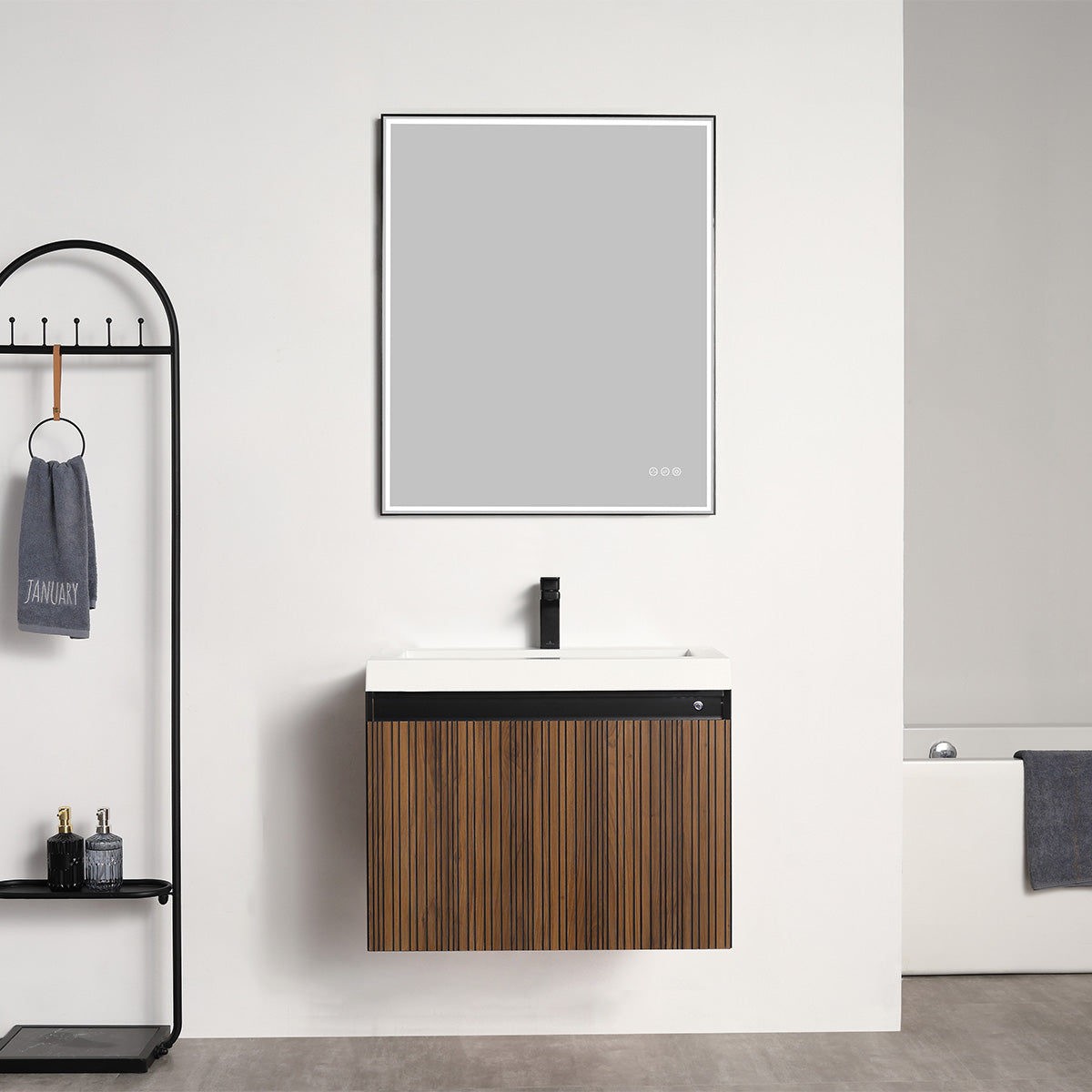 Lille – 30 Inch Vanity – Brown Walnut Strip