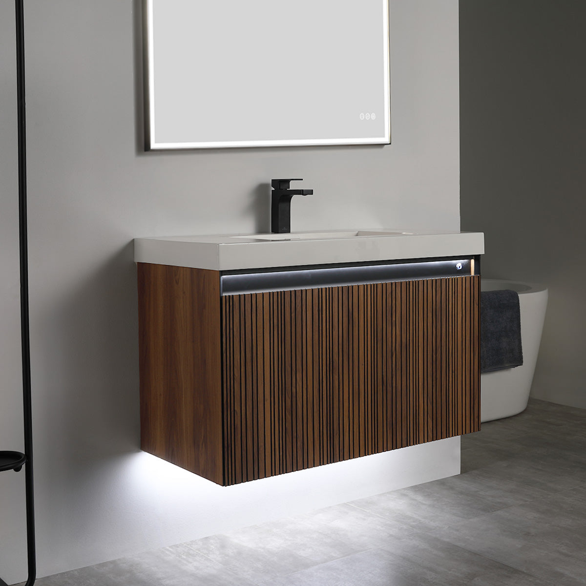 Lille – 36 Inch Vanity – Brown Walnut Strip
