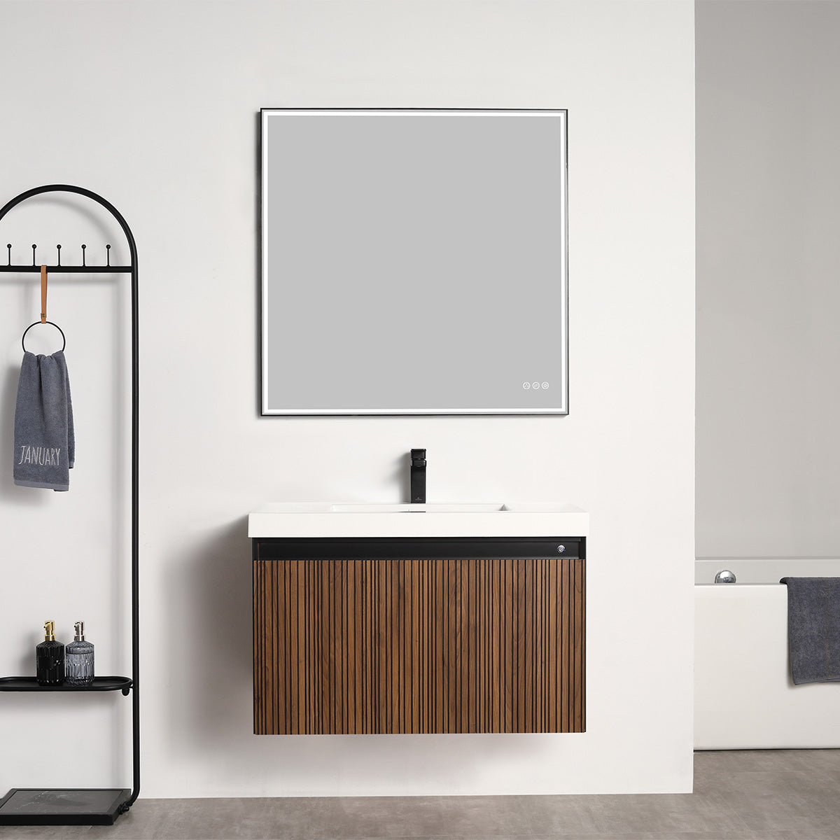 Lille – 36 Inch Vanity – Brown Walnut Strip