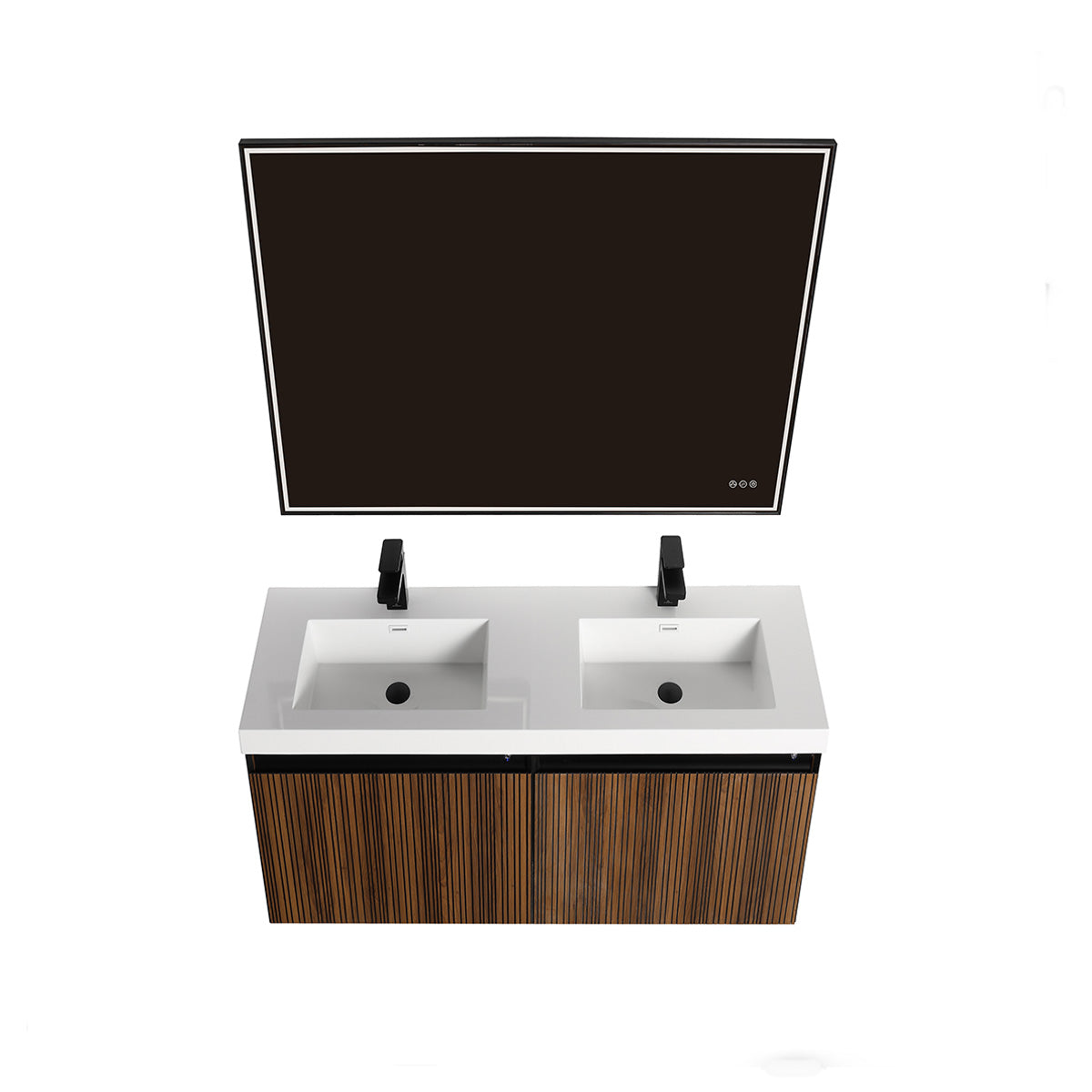 Lille – 48 Inch Double Vanity – Brown Walnut Strip