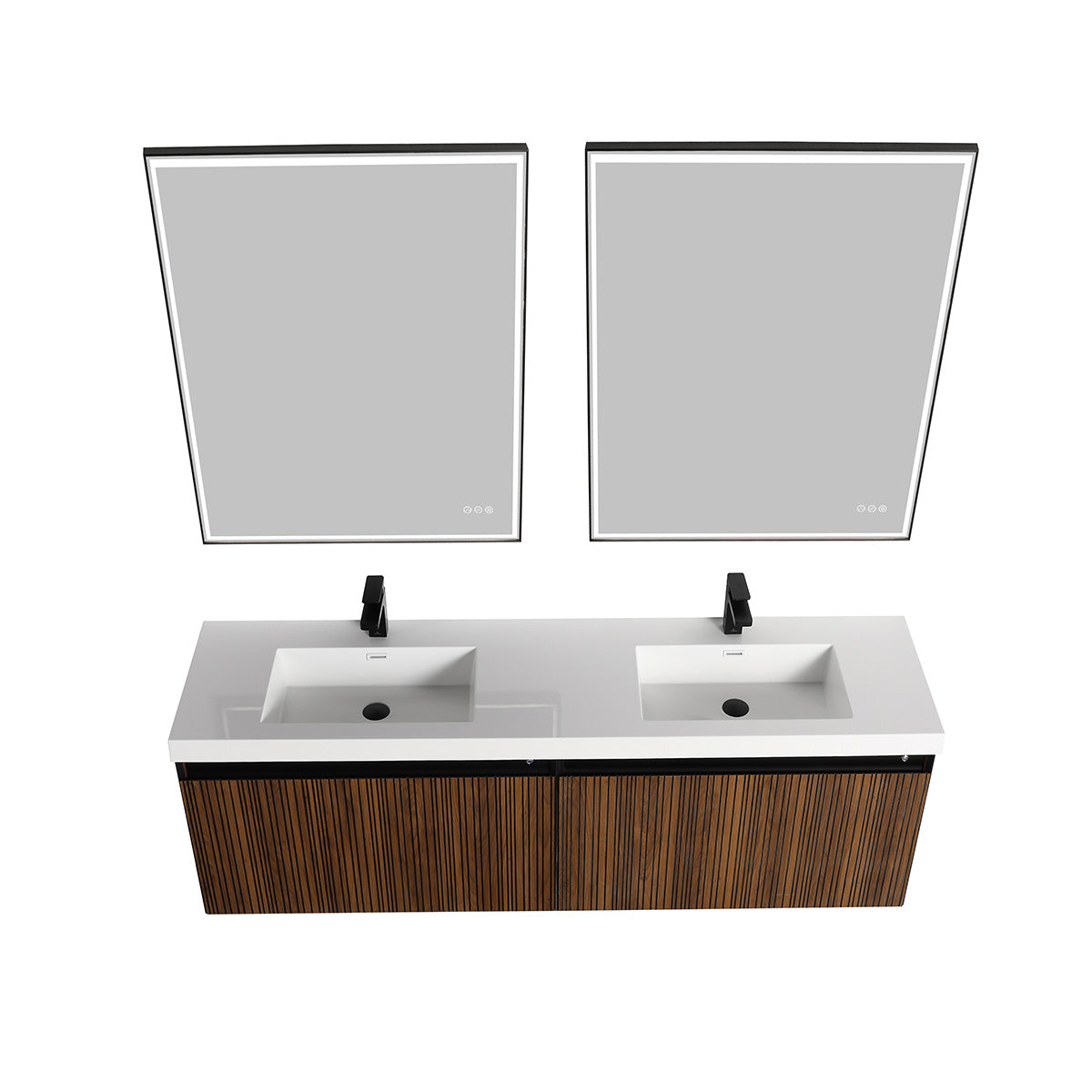 Lille – 72 Inch Double Vanity – Brown Walnut Strip
