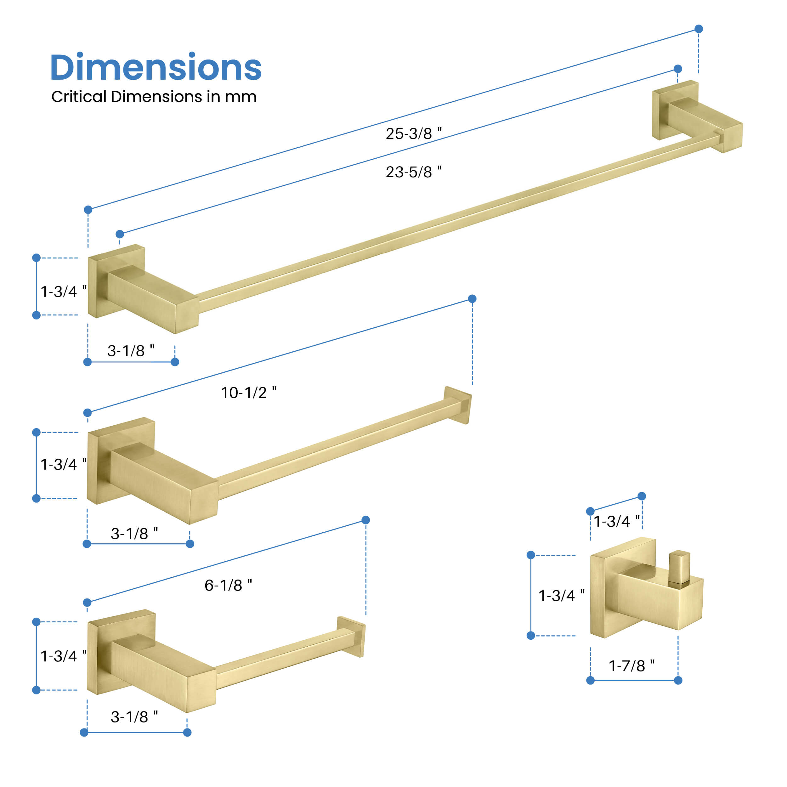 Quadra 5-Piece Bathroom Hardware Set - C-CBA15-5