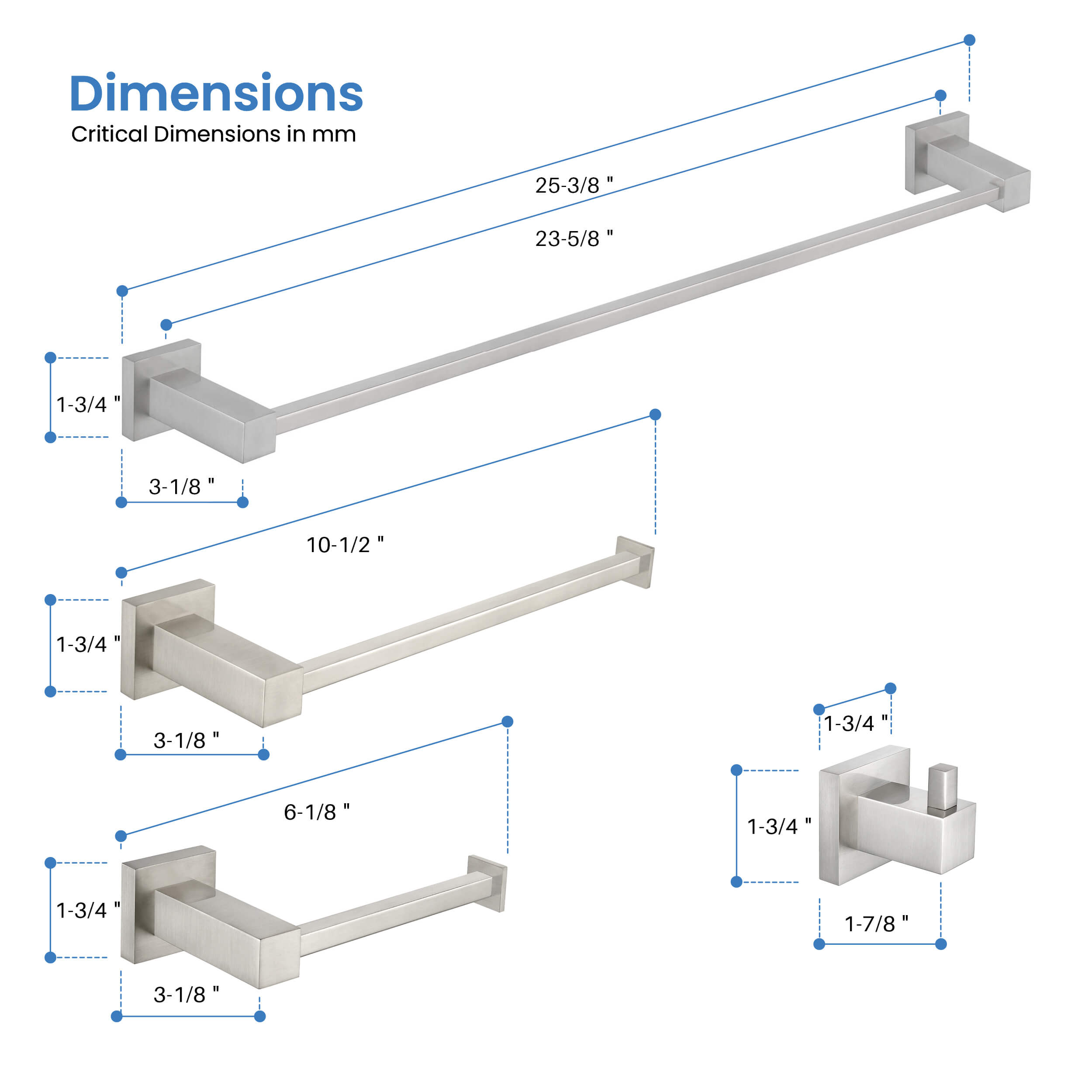 Quadra 4-Piece Bathroom Hardware Set - C-CBA15-4