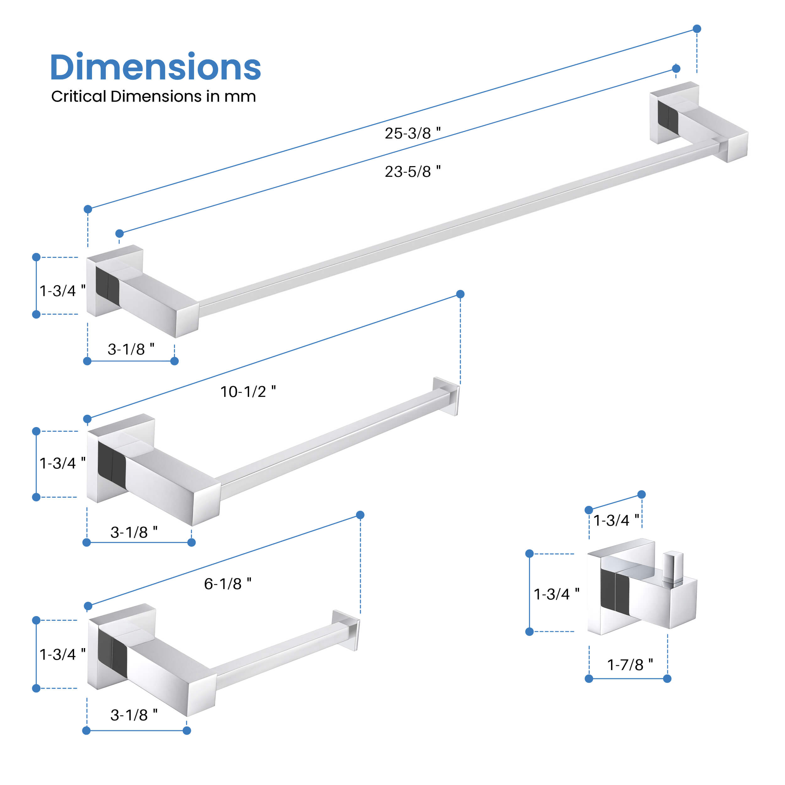 Quadra 4-Piece Bathroom Hardware Set - C-CBA15-4