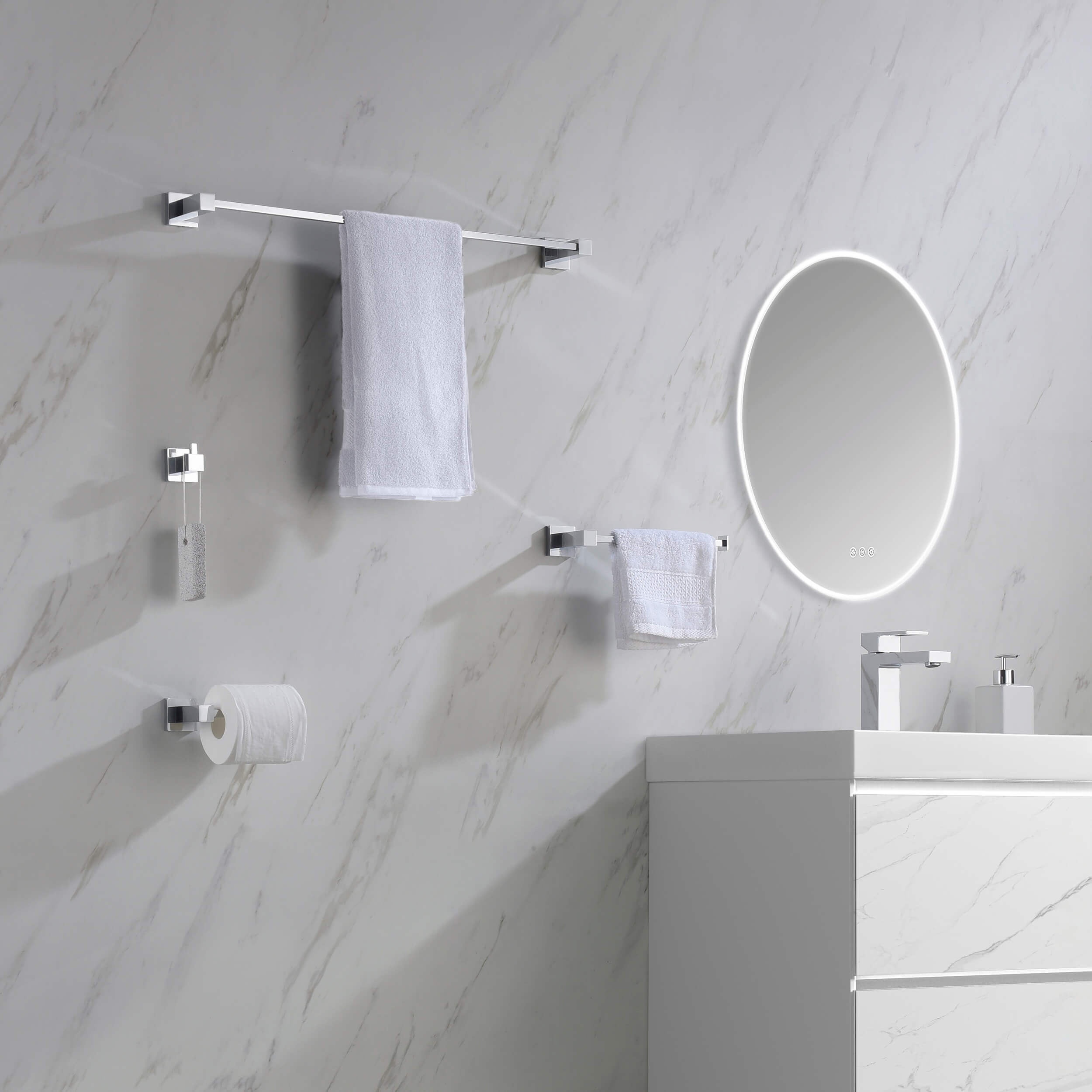 Quadra 4-Piece Bathroom Hardware Set - C-CBA15-4