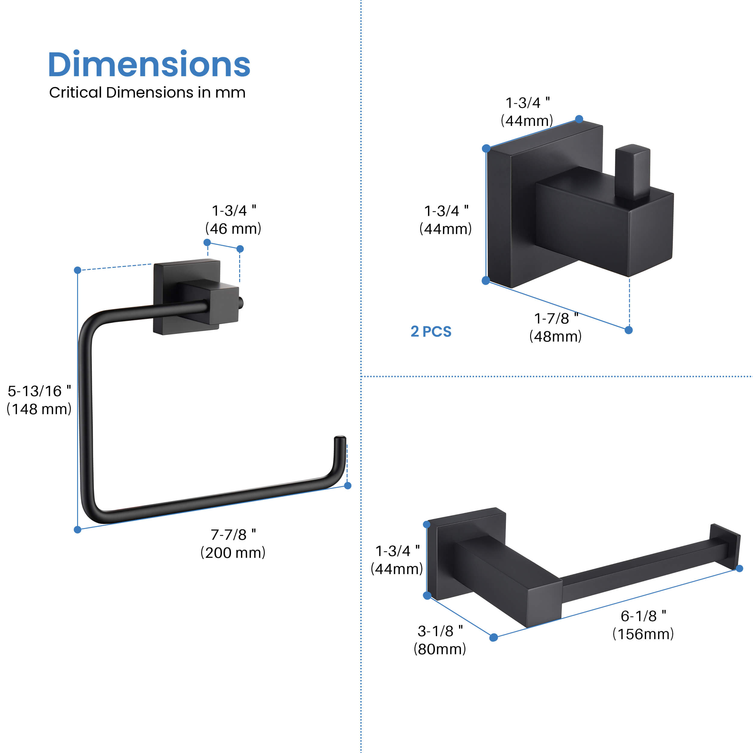 Quadra 4-Piece Bathroom Hardware Set - C-CBA15-4-1