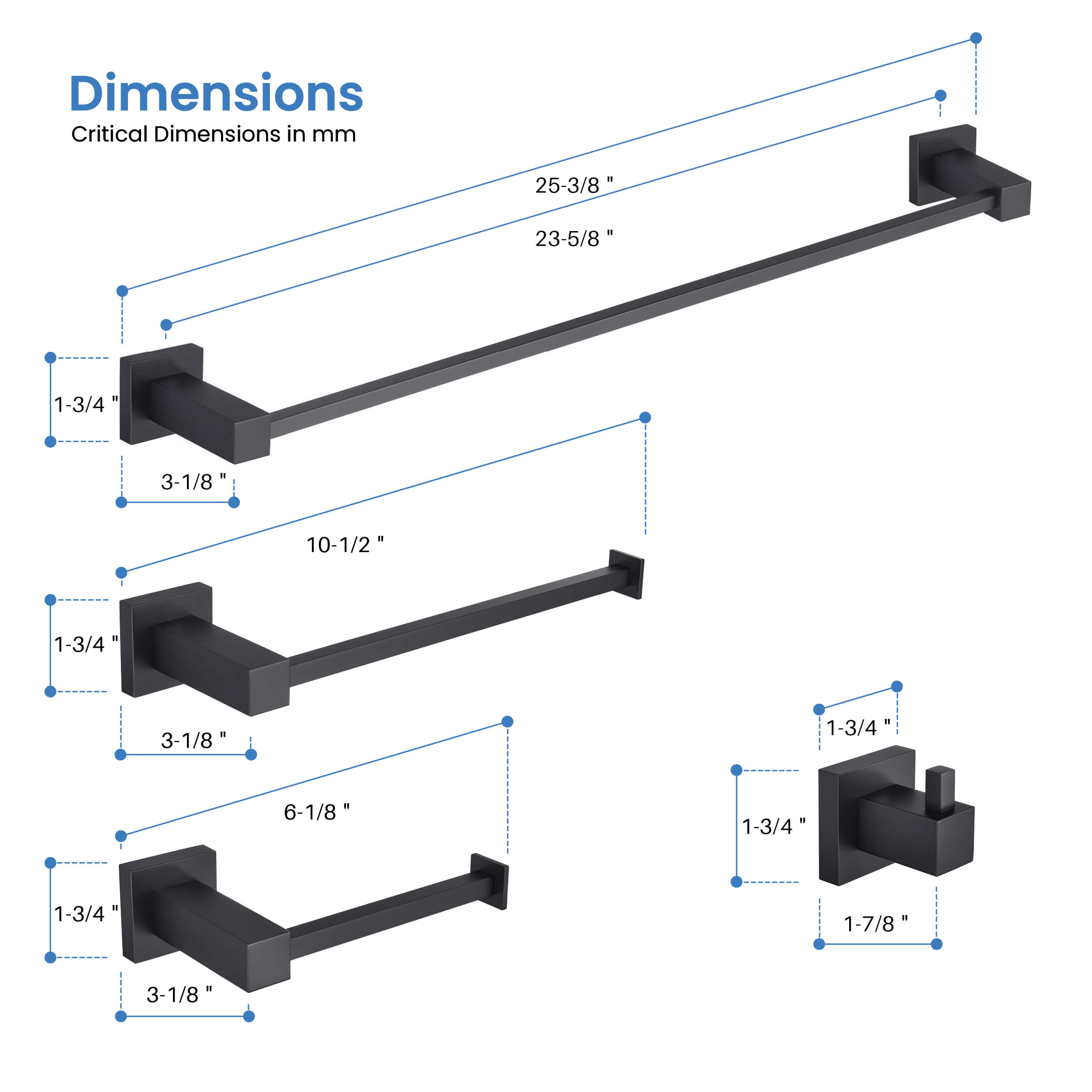 Quadra 5-Piece Bathroom Hardware Set - C-CBA15-5