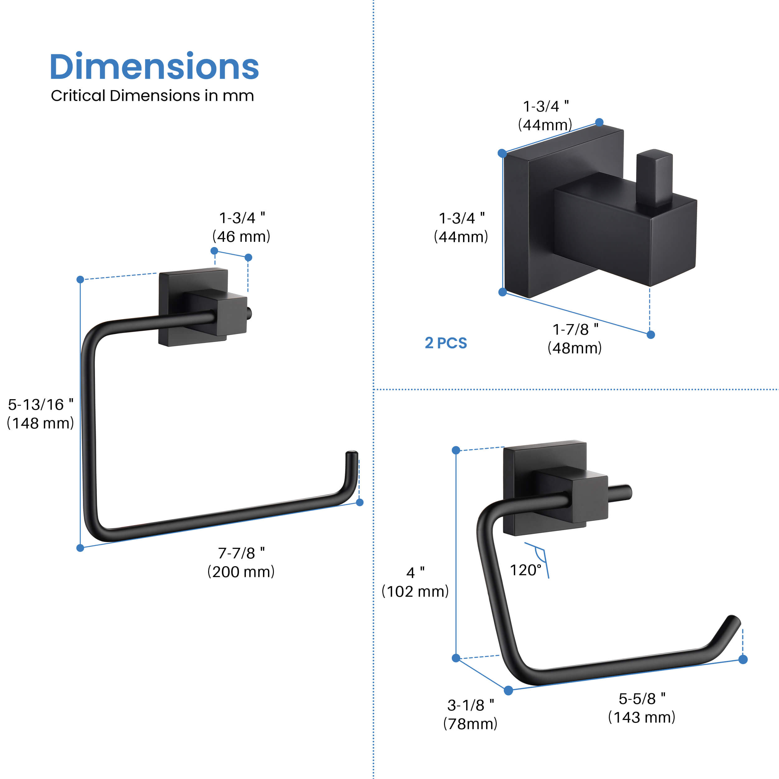 Quadra 4-Piece Bathroom Hardware Set - C-CBA15-4-2
