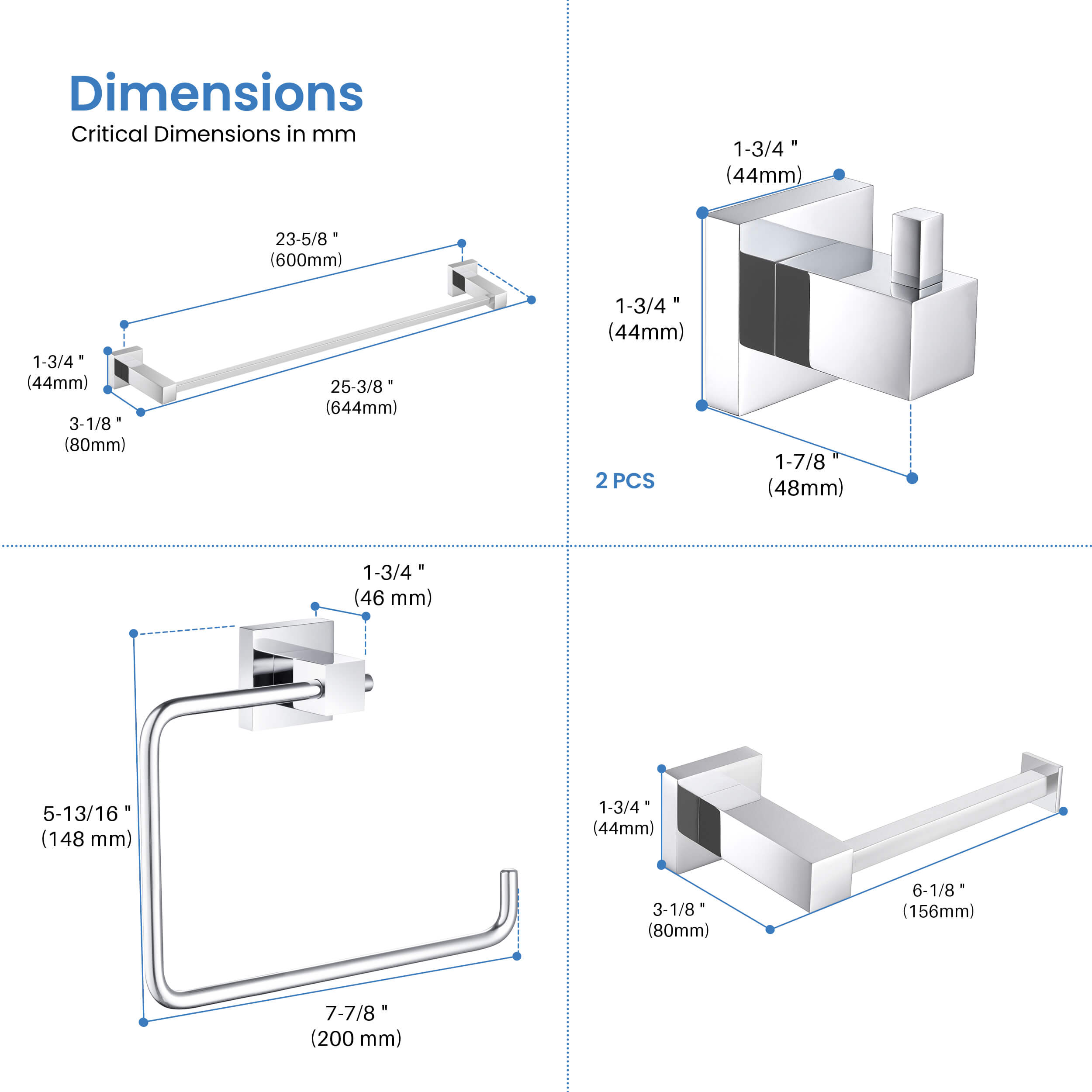 Quadra 5-Piece Bathroom Hardware Set - C-CBA15-5-1
