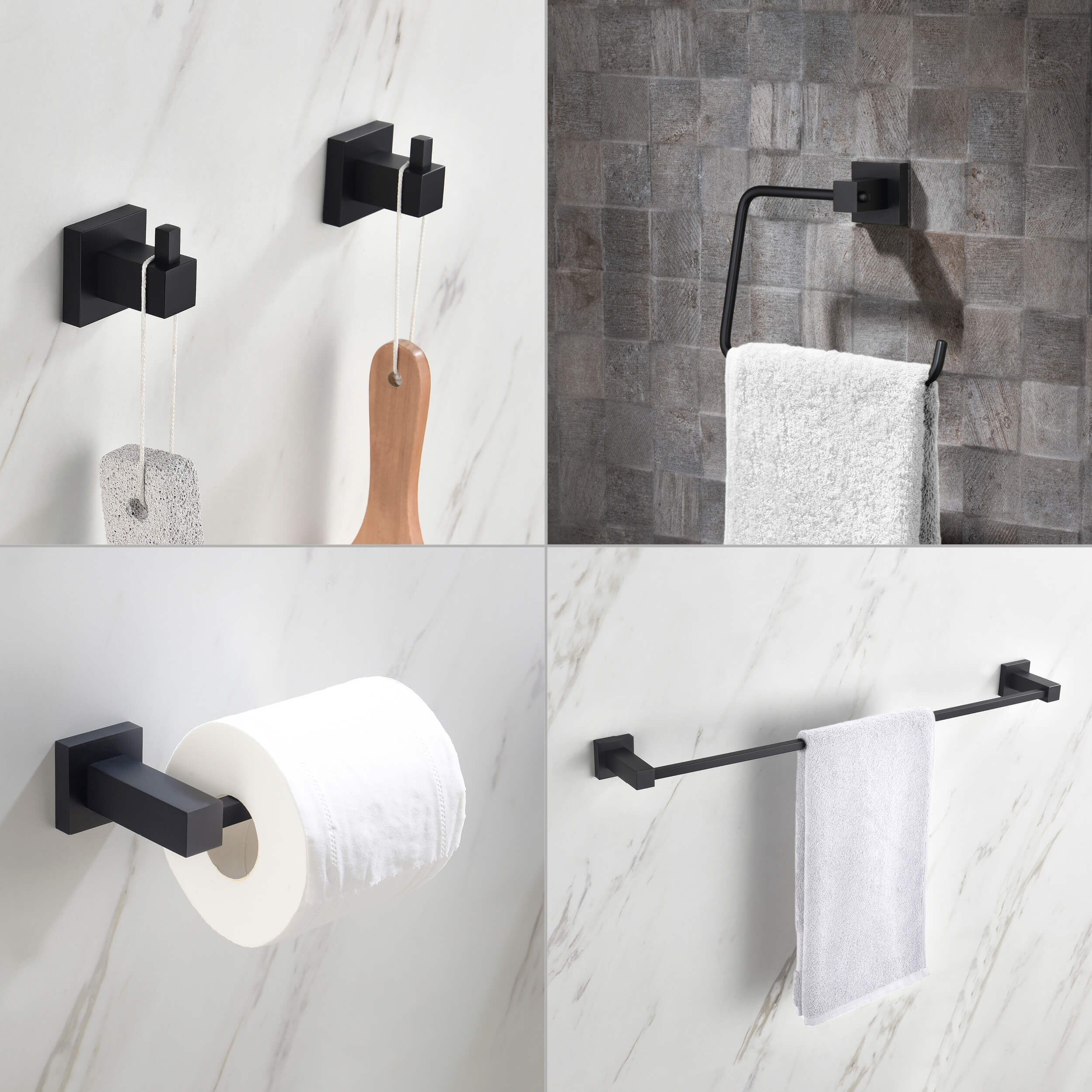Quadra 5-Piece Bathroom Hardware Set - C-CBA15-5-1