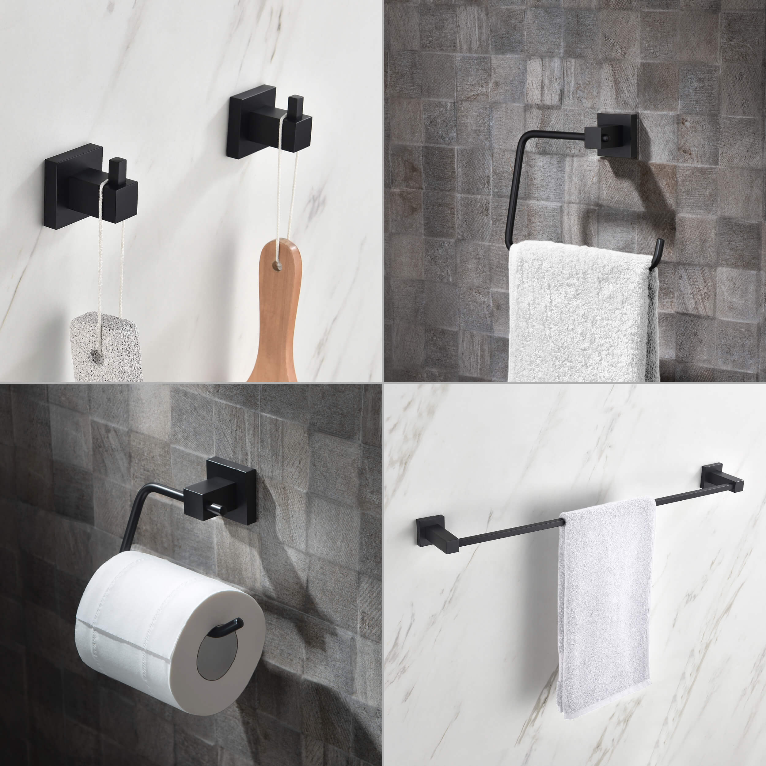 Quadra 5-Piece Bathroom Hardware Set - C-CBA15-5-2