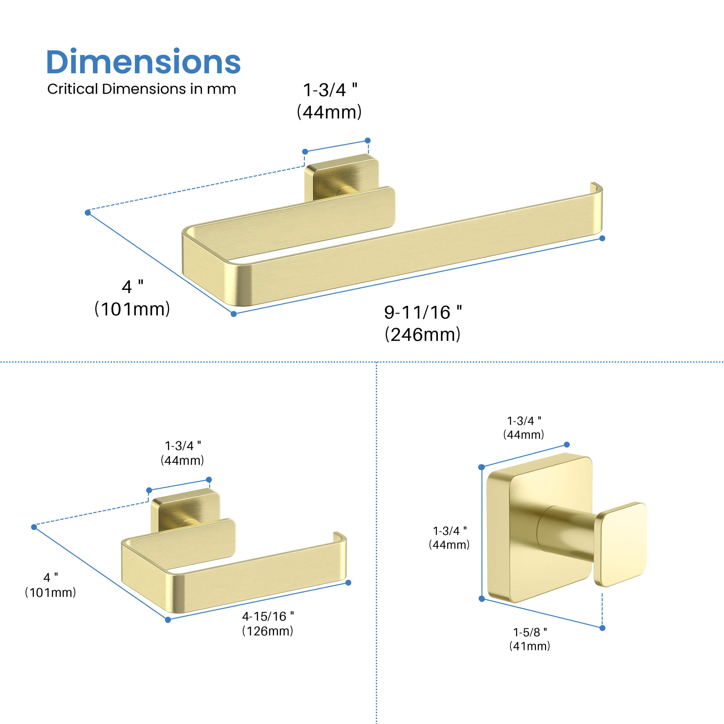 Fusion 4-Piece Bathroom Hardware Set - C-CBA16-4-1