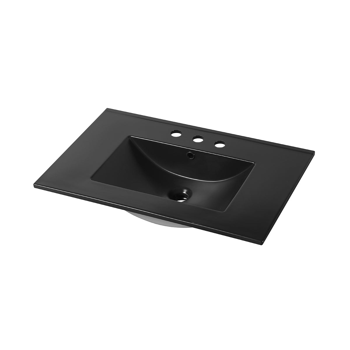 Ceramic Basin 30”x18” Top – Mount Rectangular – Three holes – 8” Spread – Matte Black – C04 3018 TH MB