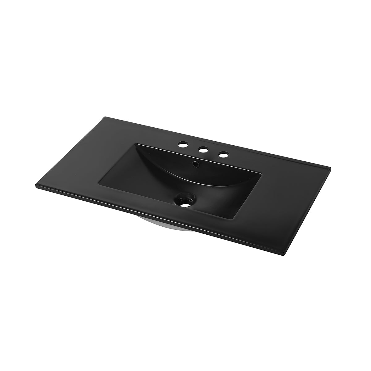 Ceramic Basin 36”x18” Top Mount Rectangular – Three holes – 8” Spread – Matte Black – C04 3618 TH MB