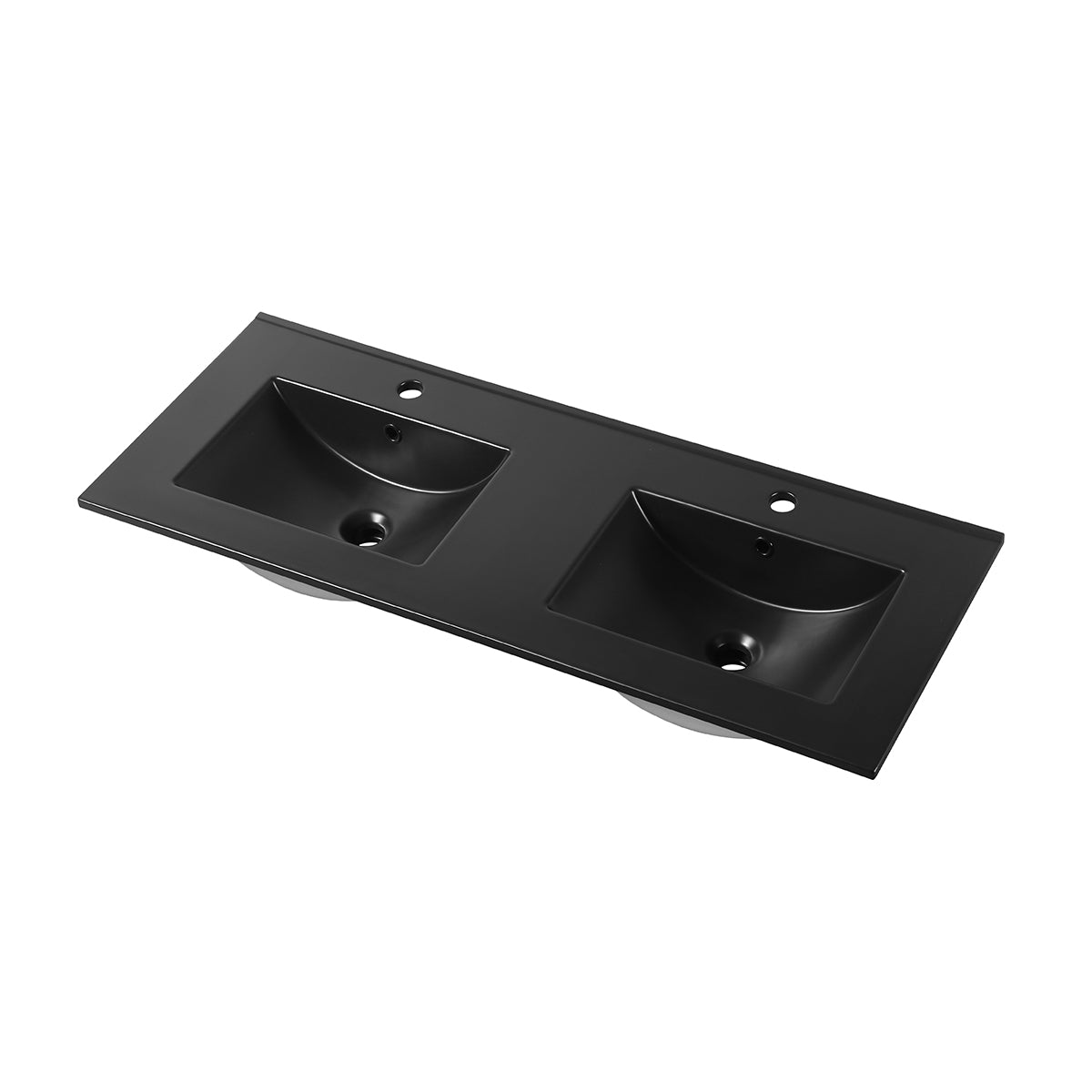 Ceramic Basin 48″ X 18″ Top-Mount Rectangular Double – Matte Black – C04 4818 D MB