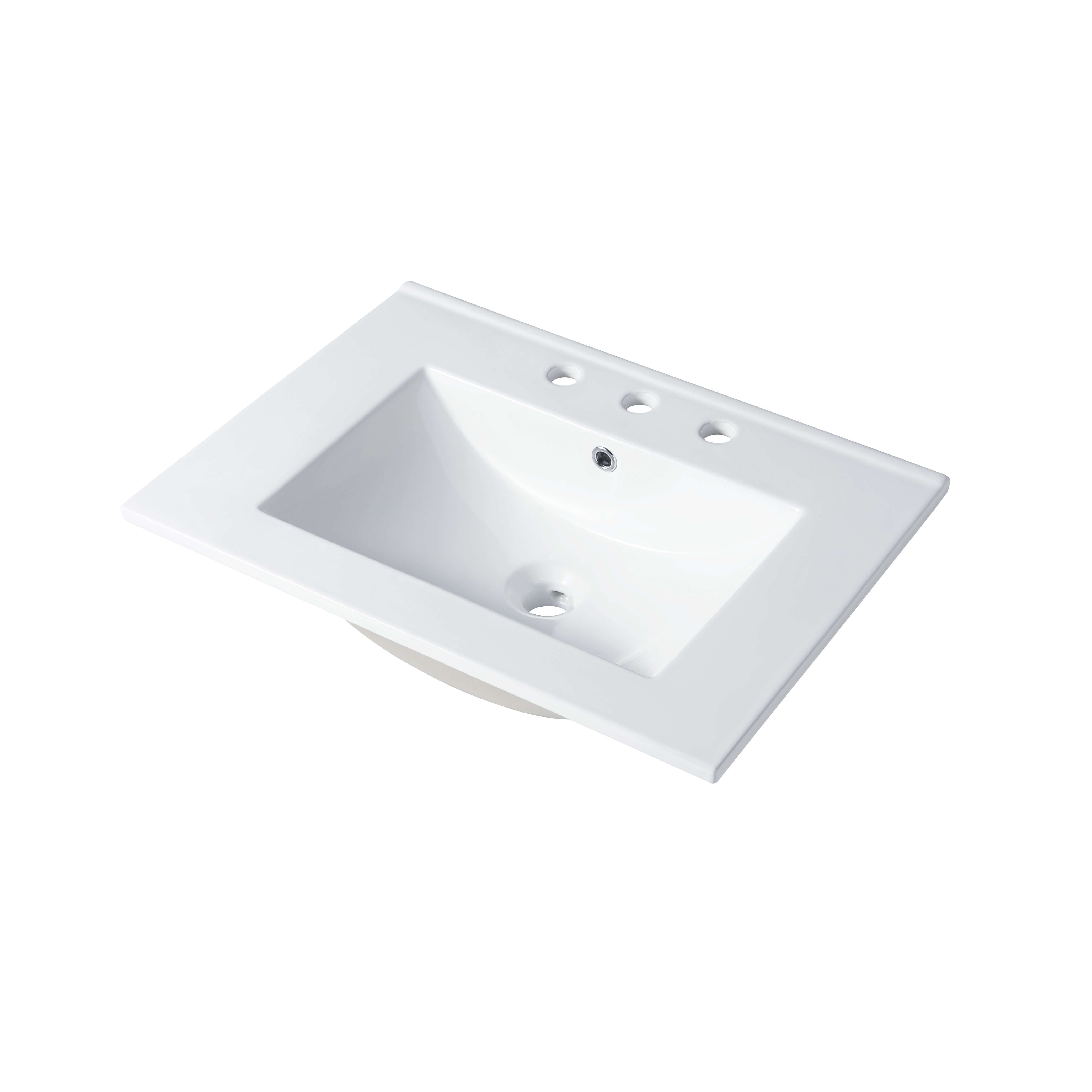 Ceramic Basin 24″x18″ Top-Mount Rectangular – Three Holes – 8″ spread – C04 2418 TH