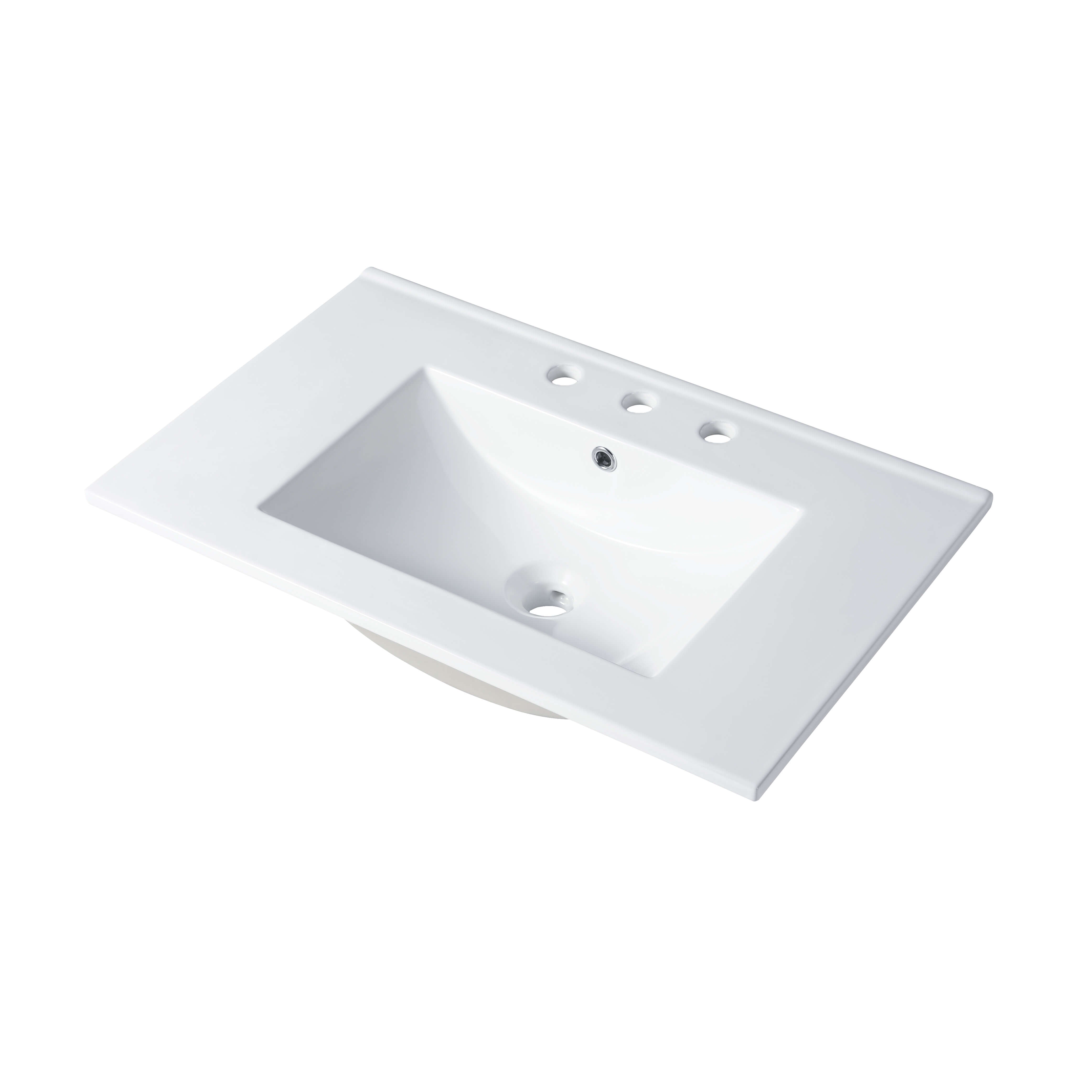 Ceramic Basin 30”x18” Top – Mount Rectangular – Three holes – 8” Spread – C04 3018 TH