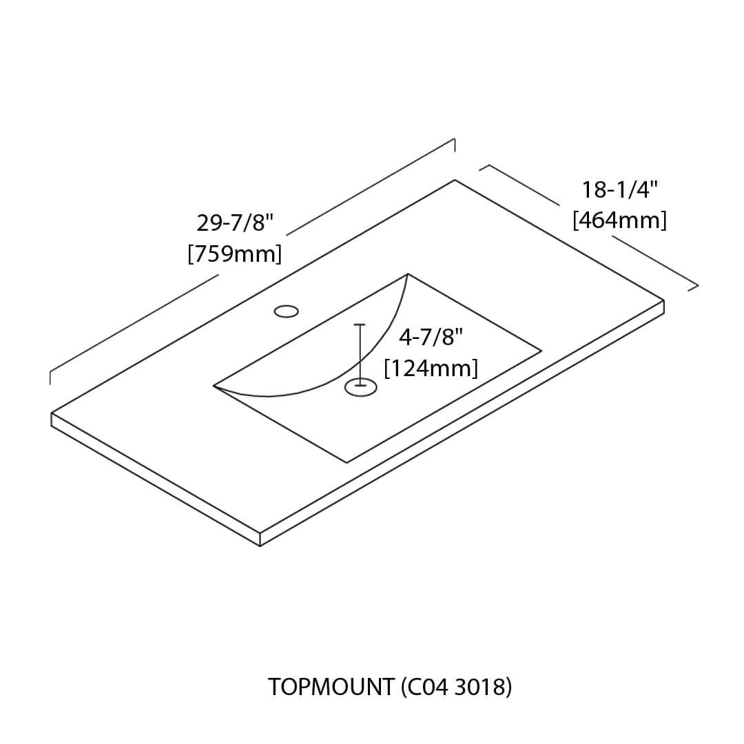 Ceramic Basin 30″ X 18″ Top-Mount Rectangular Matte Black – C04 3018 MB