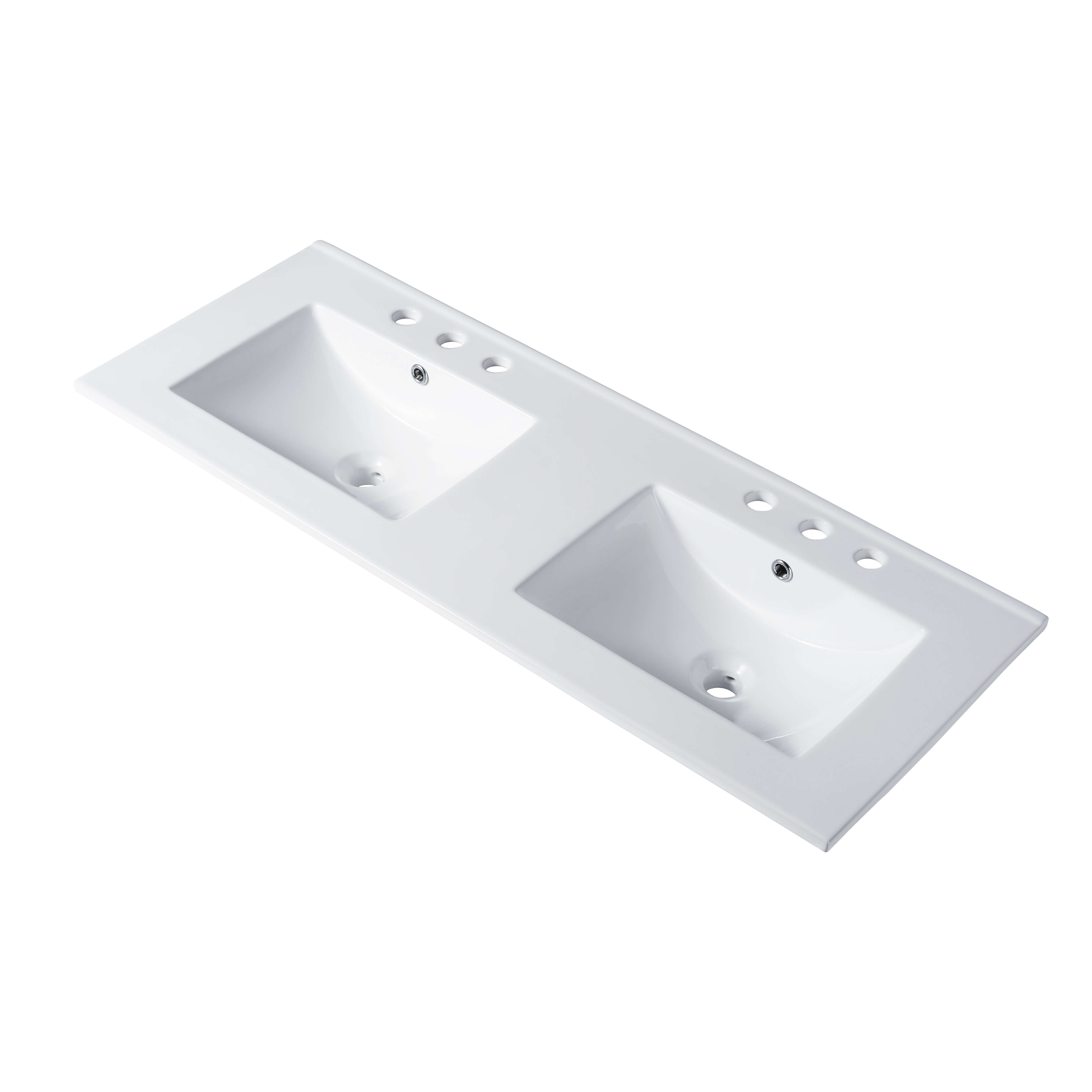 Ceramic Basin 48″ X 18″ Top-Mount Rectangular Double Three holes – 8'' Spread – C04 4818 DTH