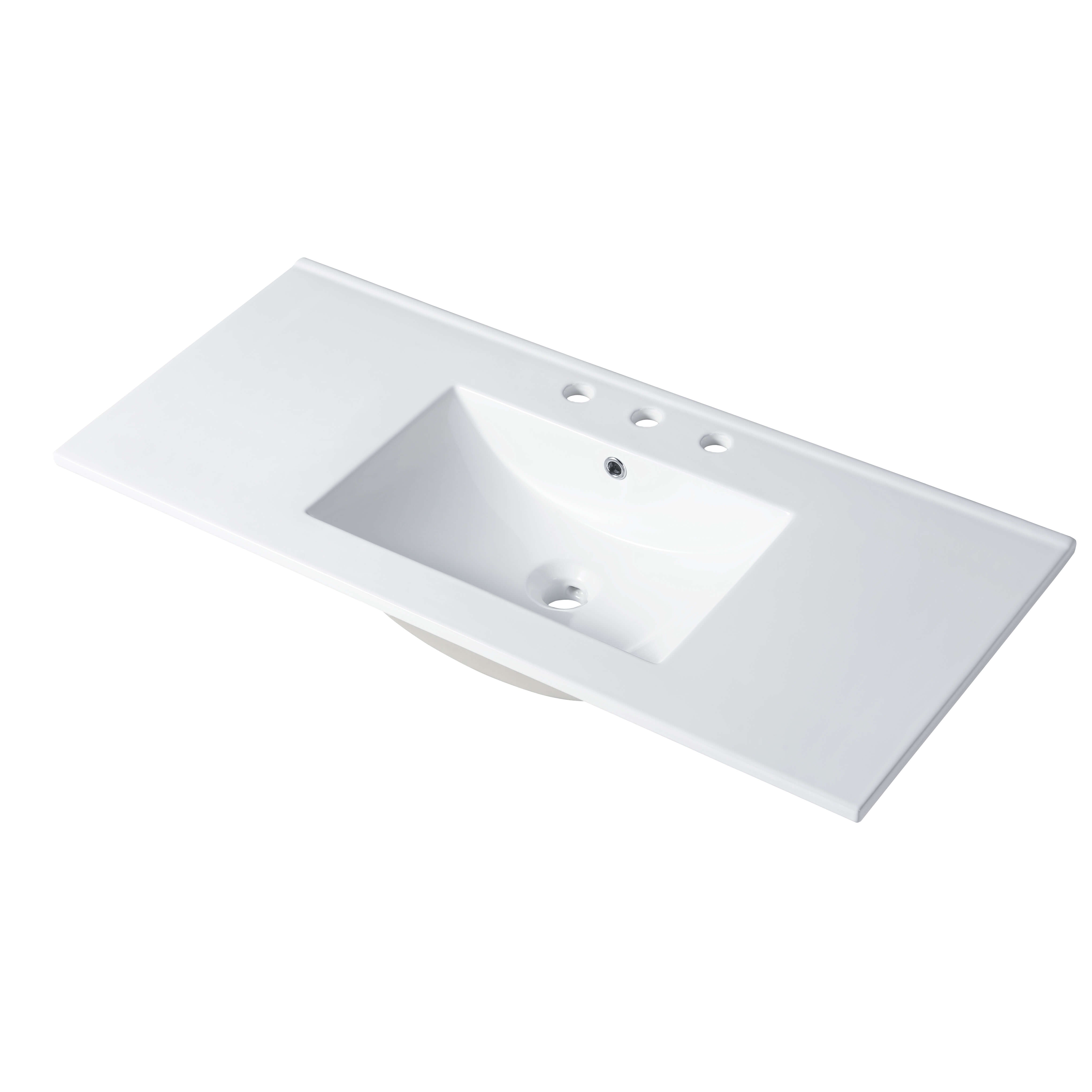 Ceramic Basin 48″ X 18″ Top-Mount Rectangular Single Three holes – 8” Spread – C04 4818 STH