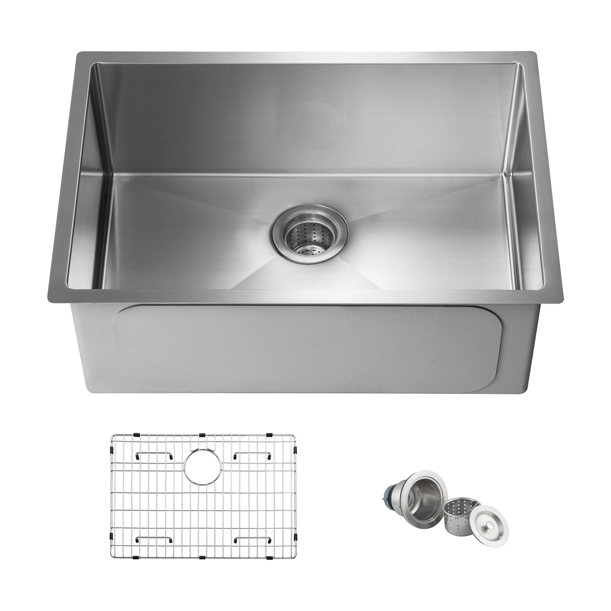 26" Handcrafted Undermount Single Bowl 16 gauge Stainless Steel Kitchen Sink - C1-26S